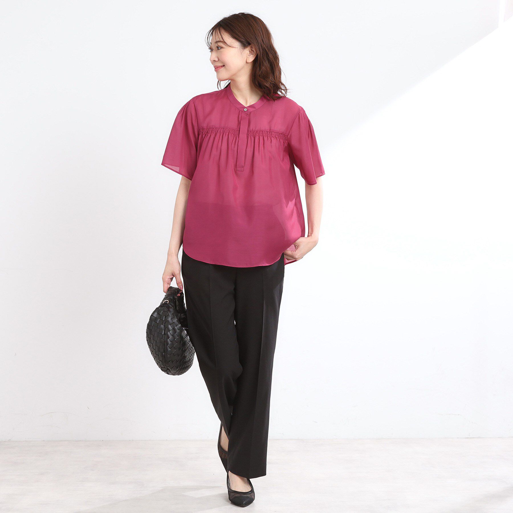 Reflect「【選べる5色◎／マシンウォッシュ可】シャーリングデザインブラウス」|シャツ・ブラウス|