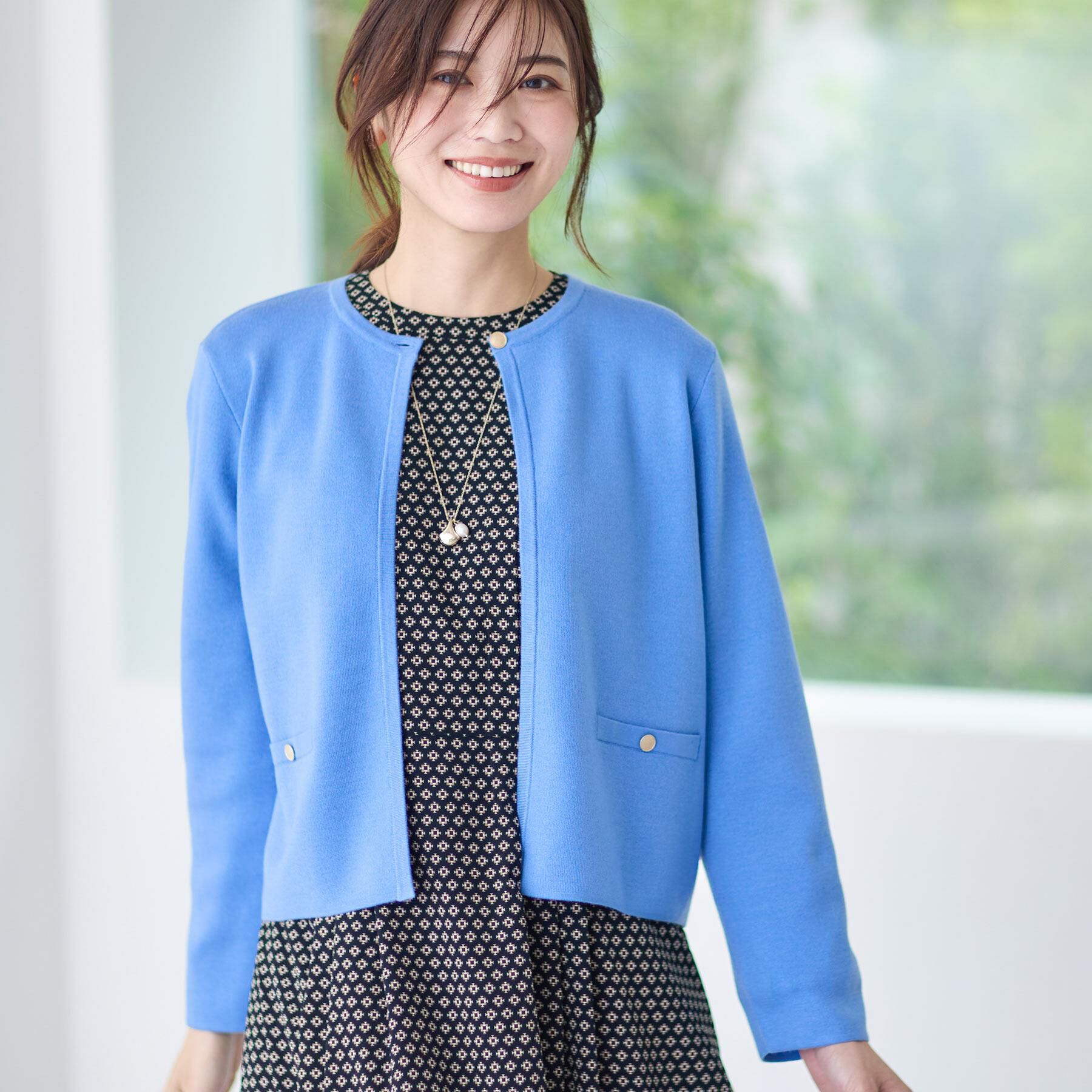 Reflect「【選べる5色／アンサンブル可】クルーネックカーディガン」|カーディガン|サックスブルー(09