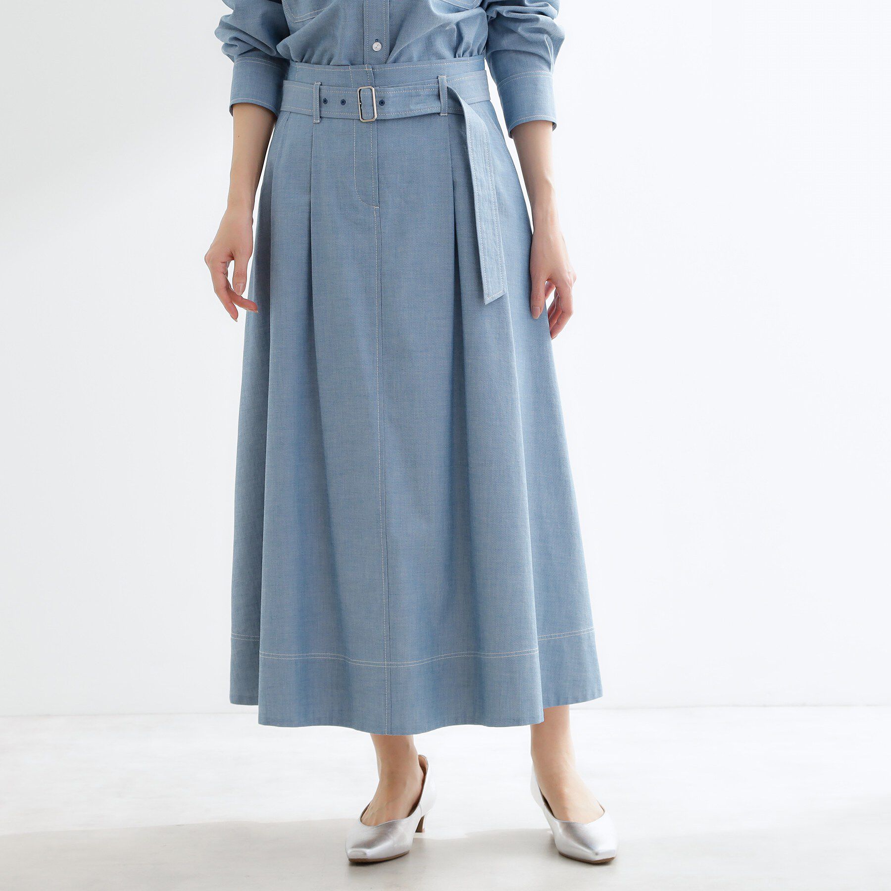 Reflect「ダンガリータックフレアスカート」|スカート|