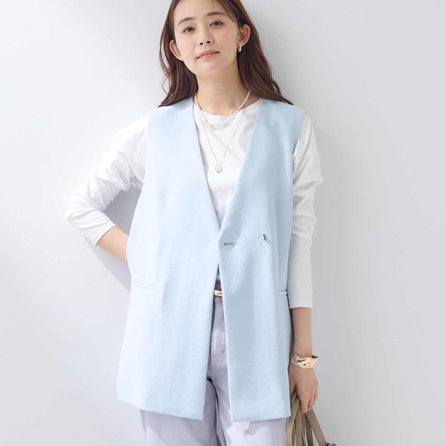 INDIVI「【洗える／多機能／SETUP可】着る日傘ジレジャケット」|ベスト・ジレ|