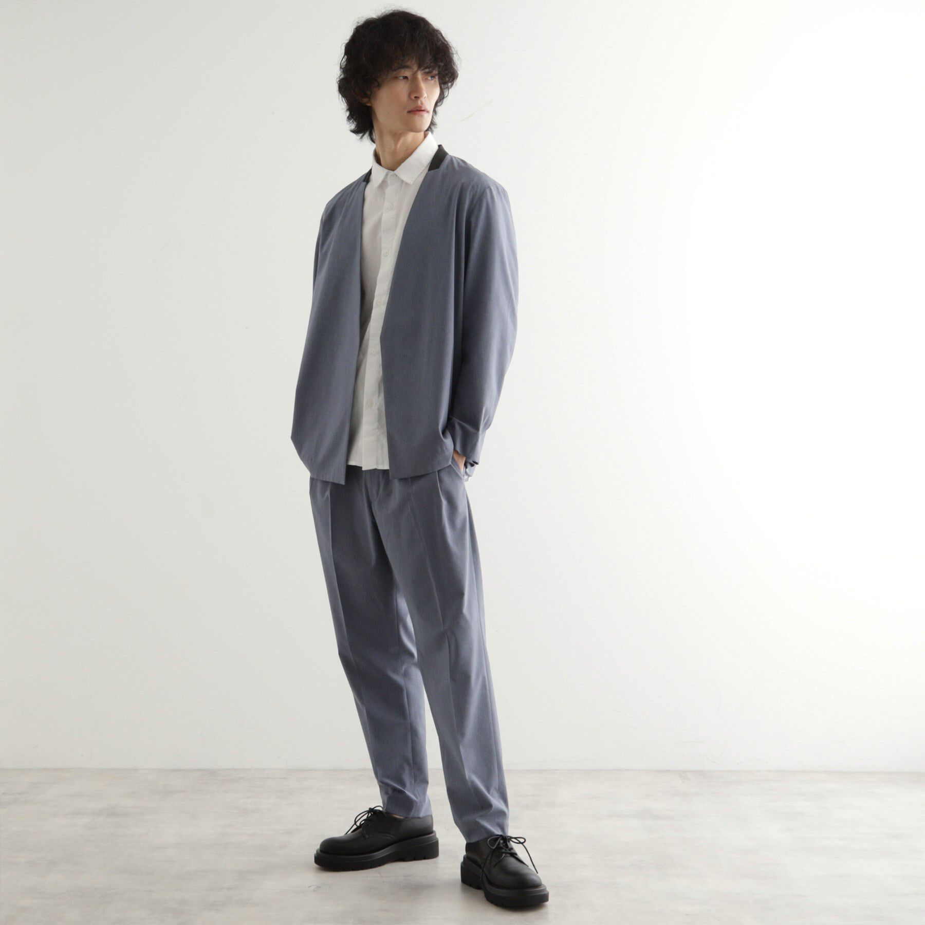 tk.TAKEO KIKUCHI「【吸水速乾】COOLMAX(R)サマーノーカラージャケット/セットアップ対応」|ノーカラージャケット|