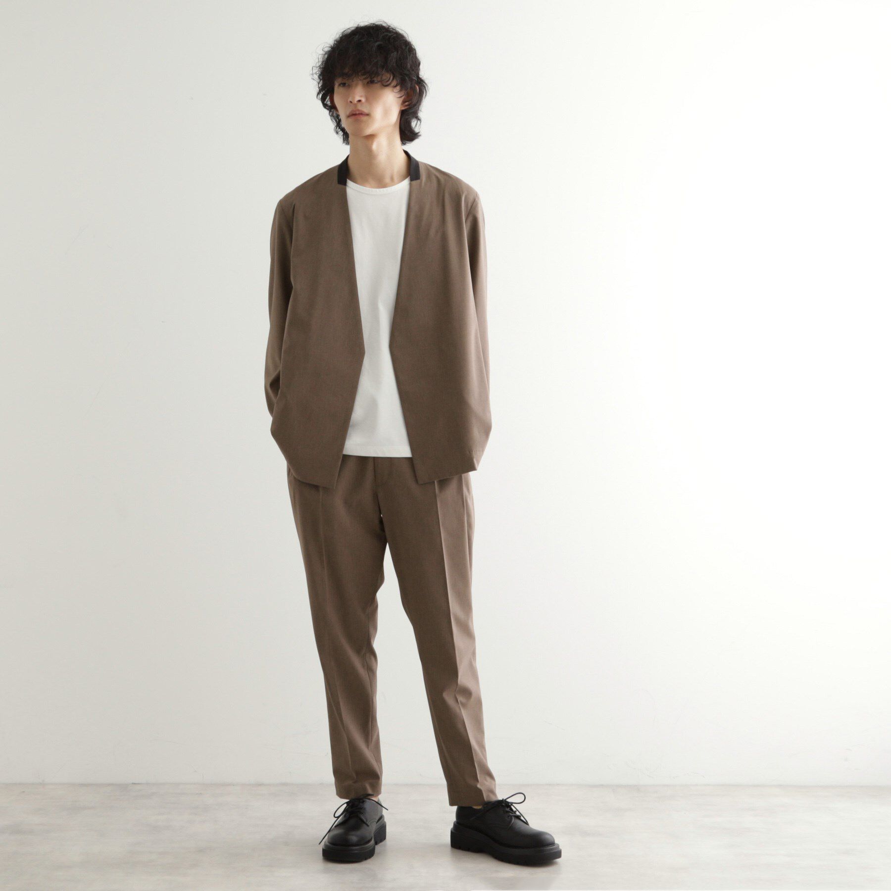 tk.TAKEO KIKUCHI「【吸水速乾】COOLMAX(R)サマーノーカラージャケット/セットアップ対応」|ノーカラージャケット|