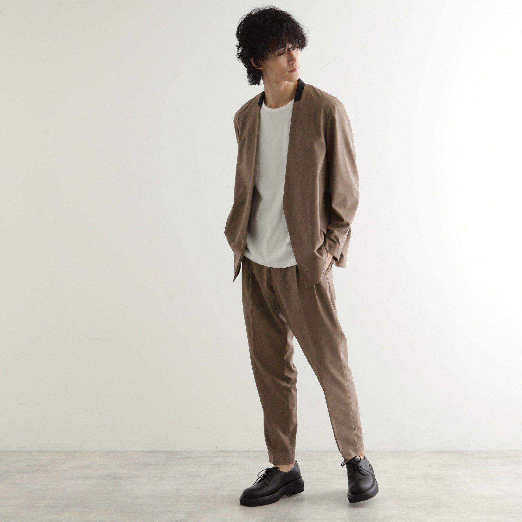 tk.TAKEO KIKUCHI「【吸水速乾】COOLMAX(R)サマーノーカラージャケット/セットアップ対応」|ノーカラージャケット|