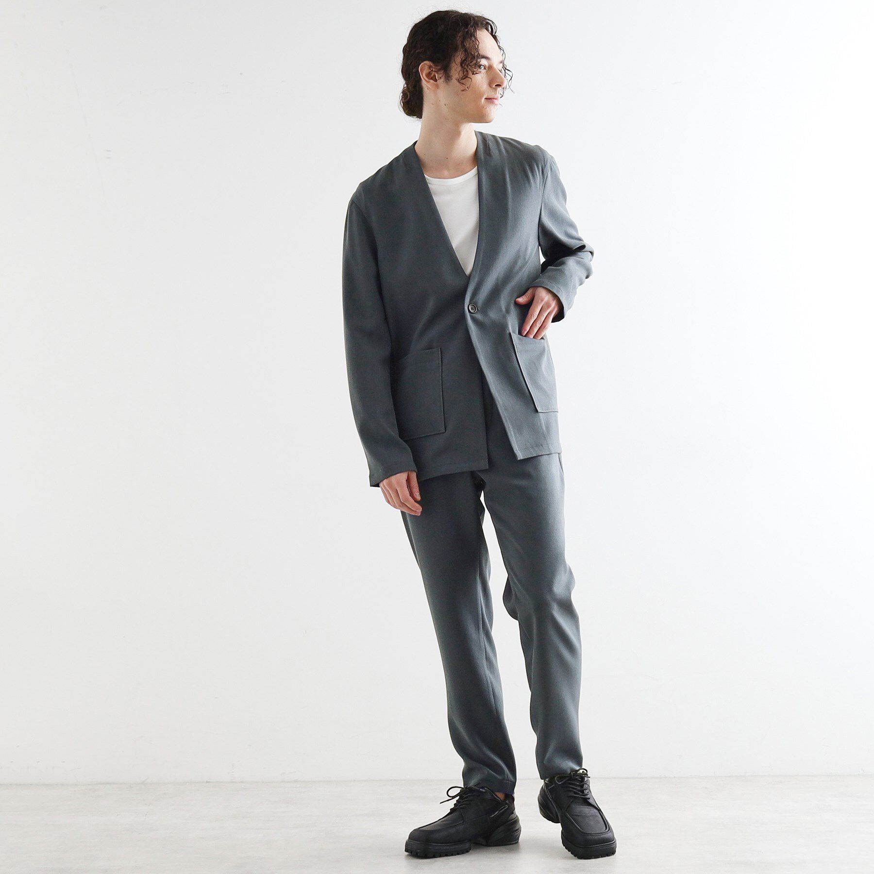 tk.TAKEO KIKUCHI「【セットアップ対応】ポリツイルノーカラージャケット」|ノーカラージャケット|