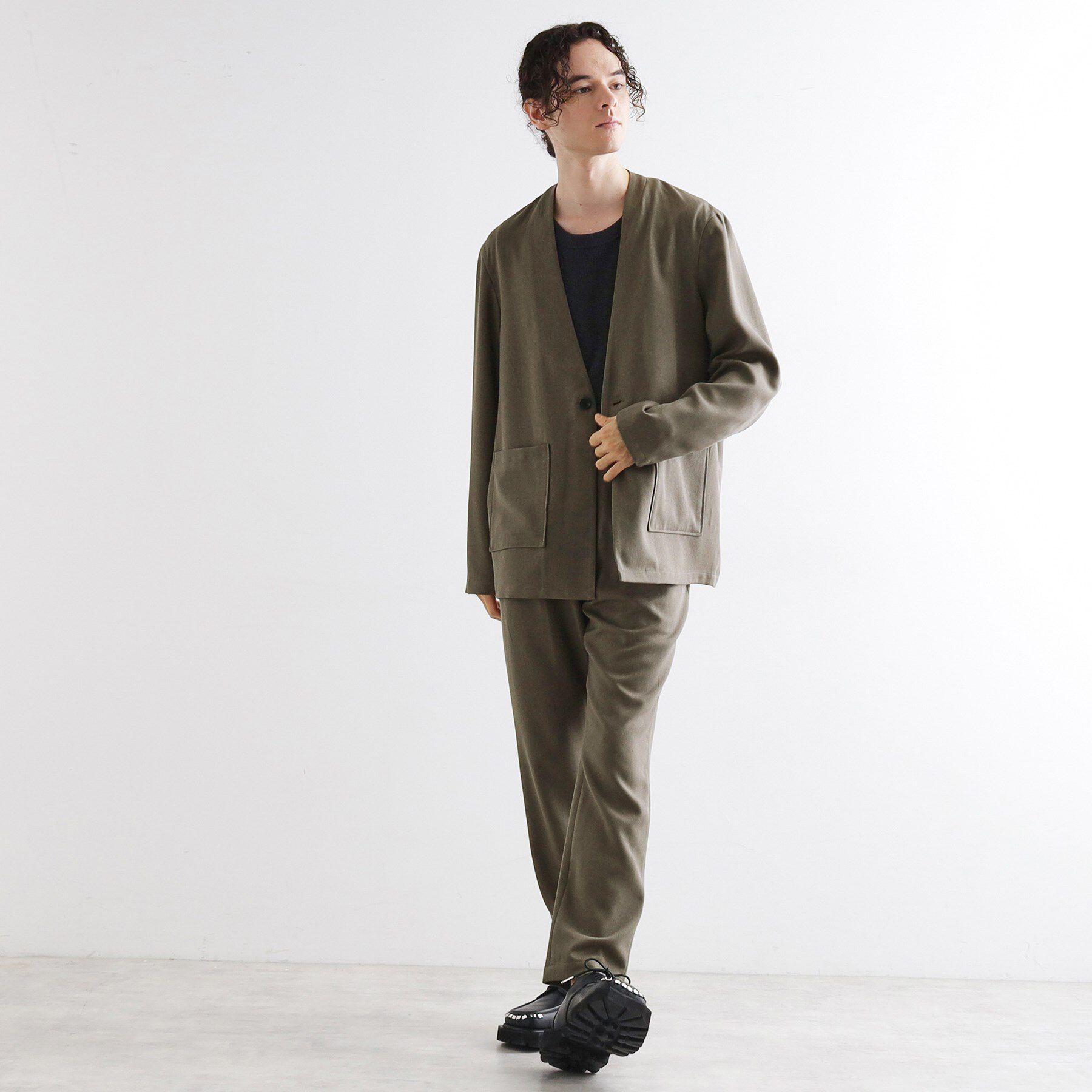 tk.TAKEO KIKUCHI「【セットアップ対応】ポリツイルノーカラージャケット」|ノーカラージャケット|