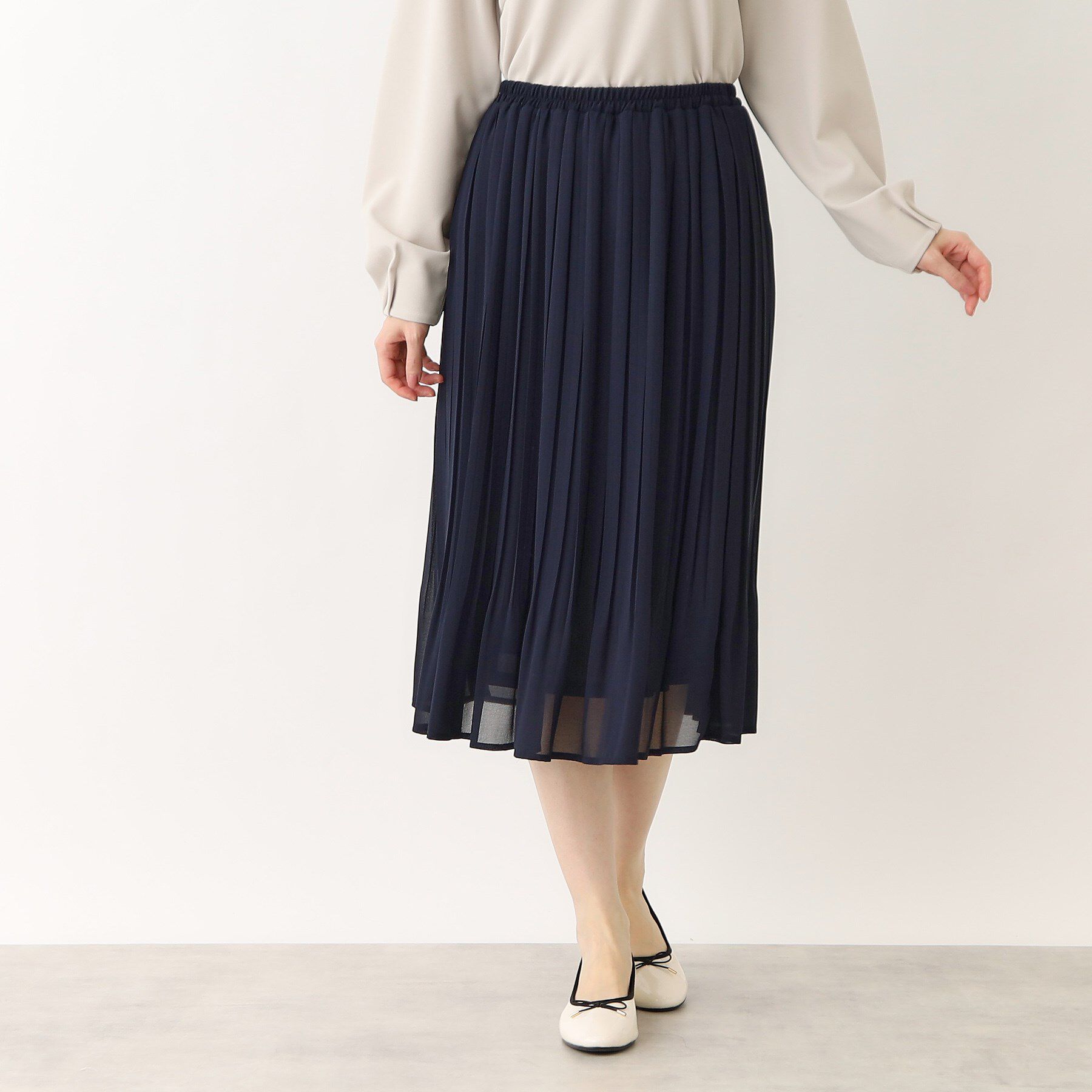 index「《新色追加》着丈が選べる！プリーツフレアスカート【イージーケア／防シワ／洗濯機洗い可】」|スカート|ネイビー(994)