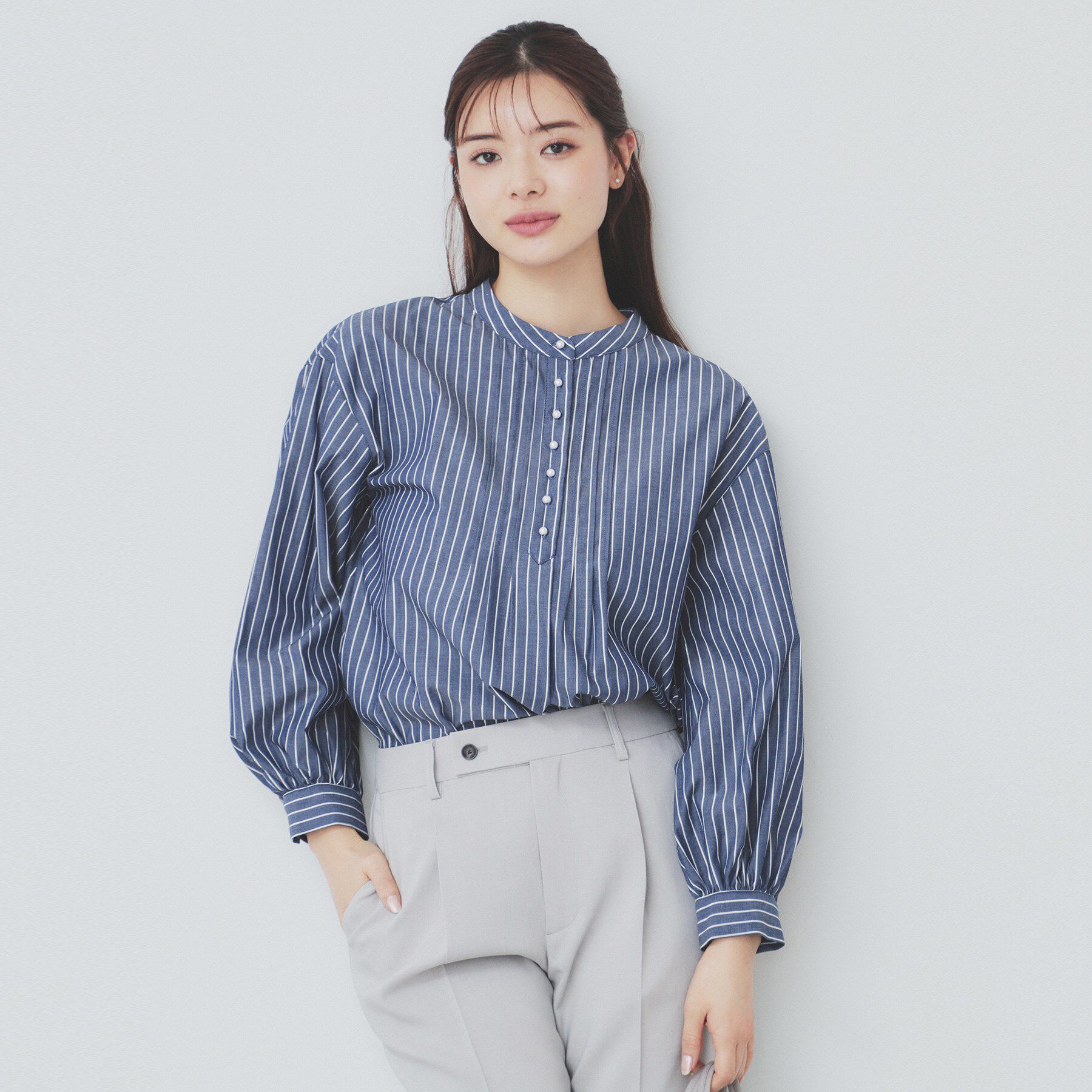 index「《6color》ラメラインバンドカラーシャツ【洗濯機洗い可/イージーアイロン/防シワ】」|シャツ・ブラウス|