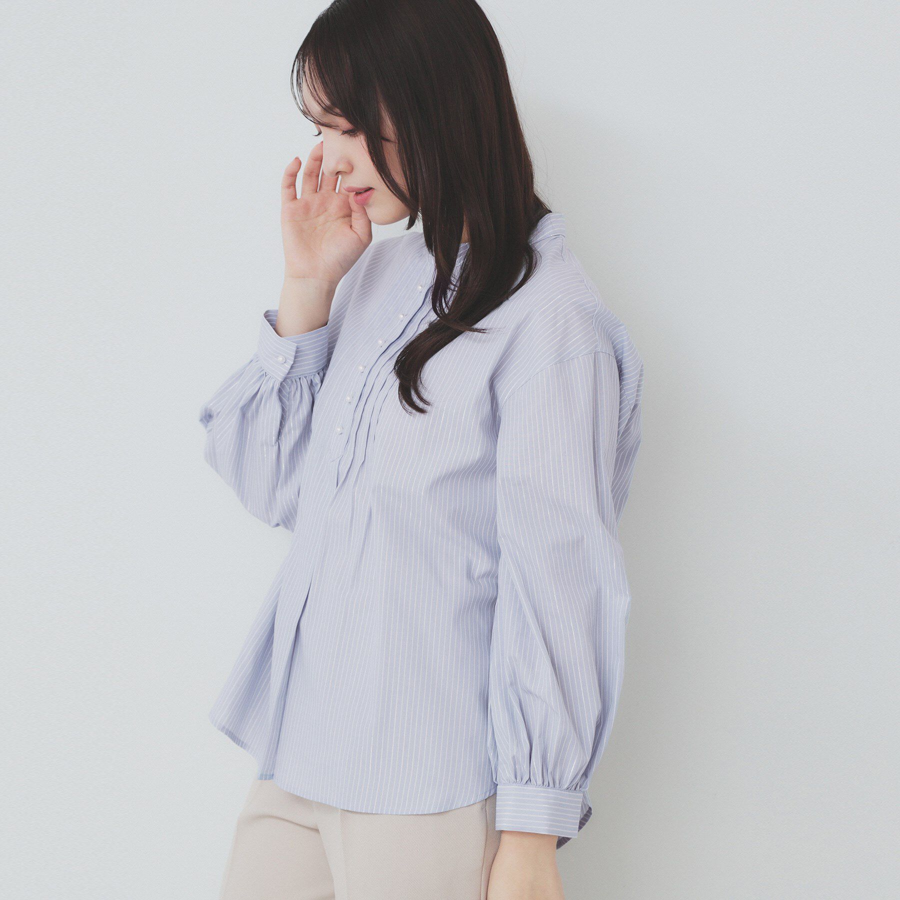 index「《6color》ラメラインバンドカラーシャツ【洗濯機洗い可/イージーアイロン/防シワ】」|シャツ・ブラウス|