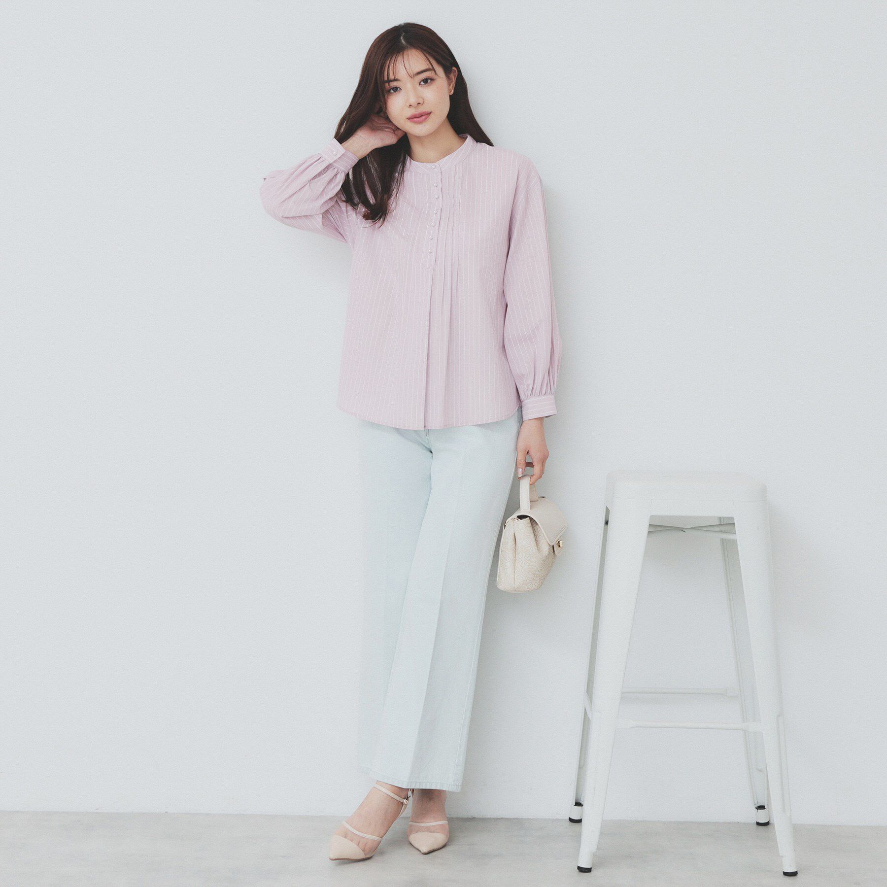 index「《6color》ラメラインバンドカラーシャツ【洗濯機洗い可/イージーアイロン/防シワ】」|シャツ・ブラウス|