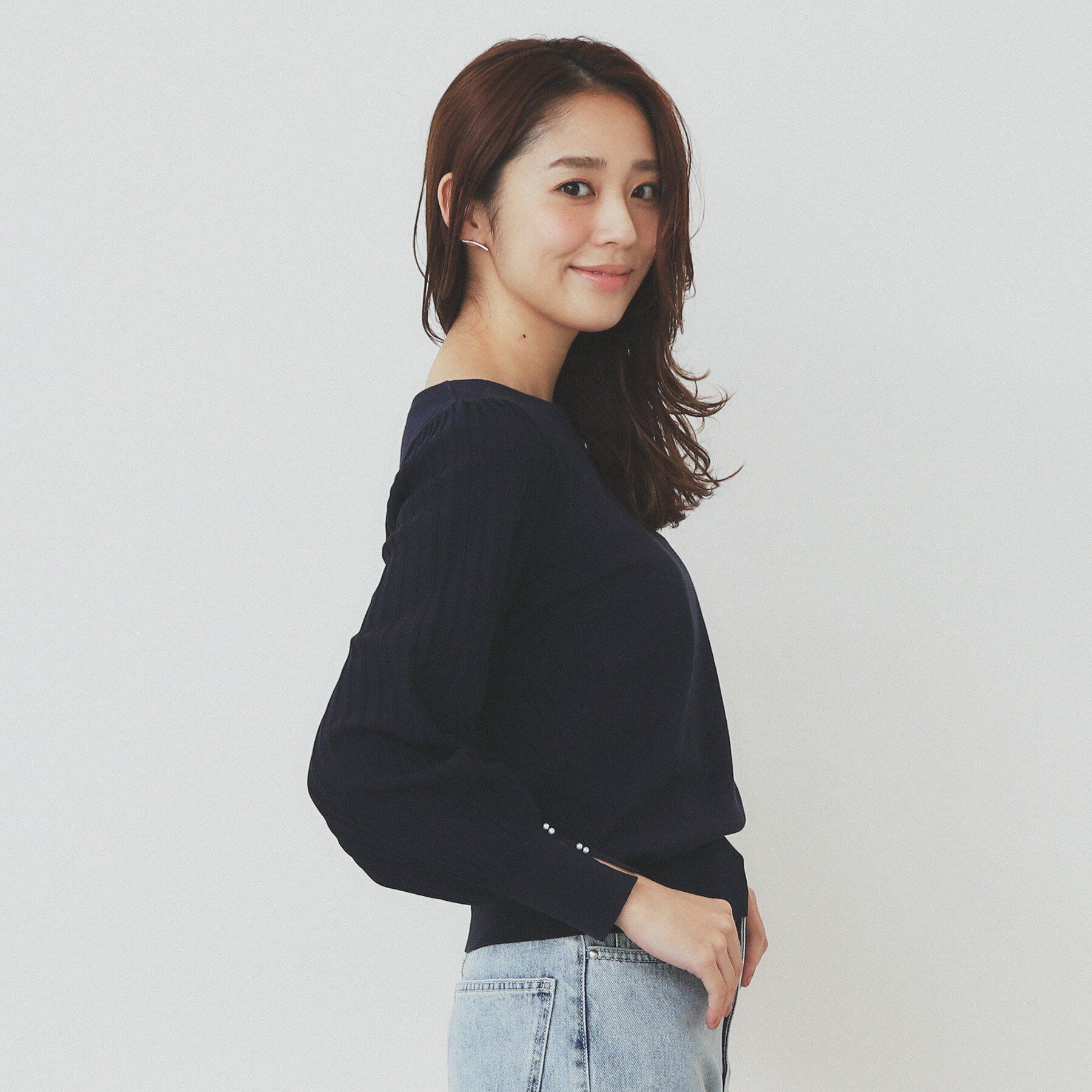 index「プリーツスリーブボートネックニット【洗濯機洗い可】」|ニット・セーター|