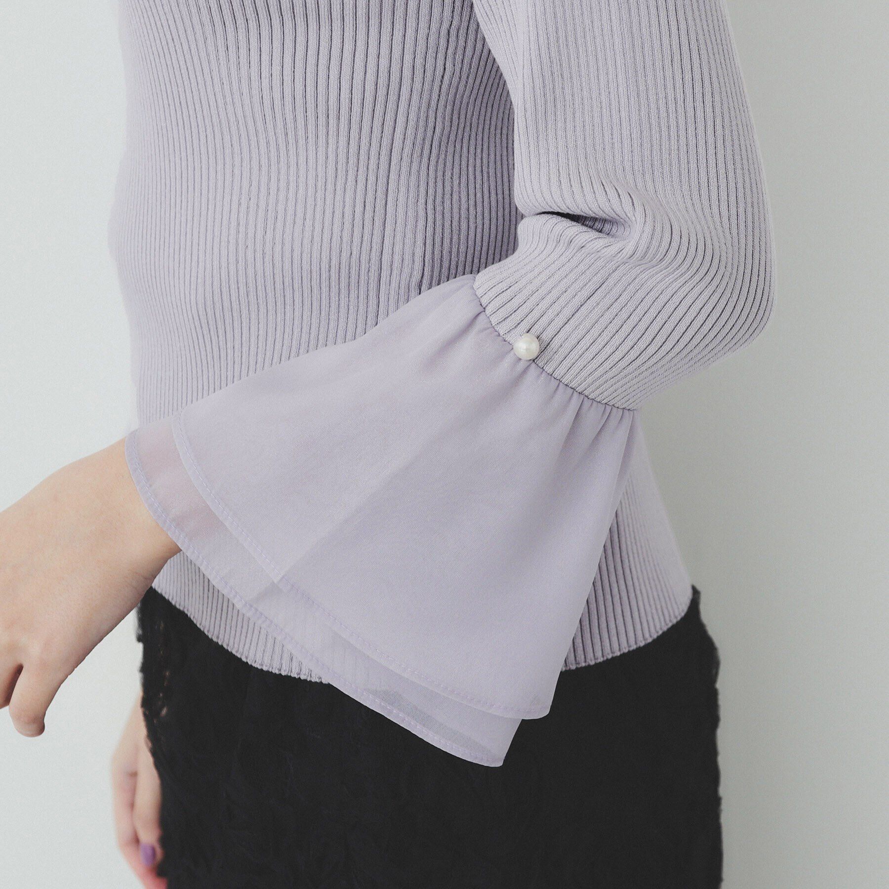 index「フレアスリーブリブニット【洗濯機洗い可】」|ニット・セーター|