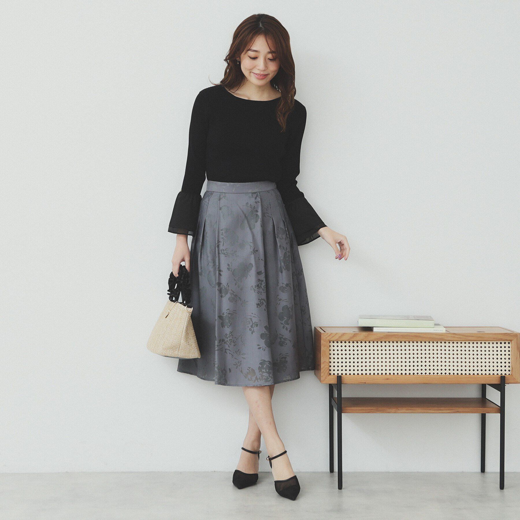 index「フレアスリーブリブニット【洗濯機洗い可】」|ニット・セーター|