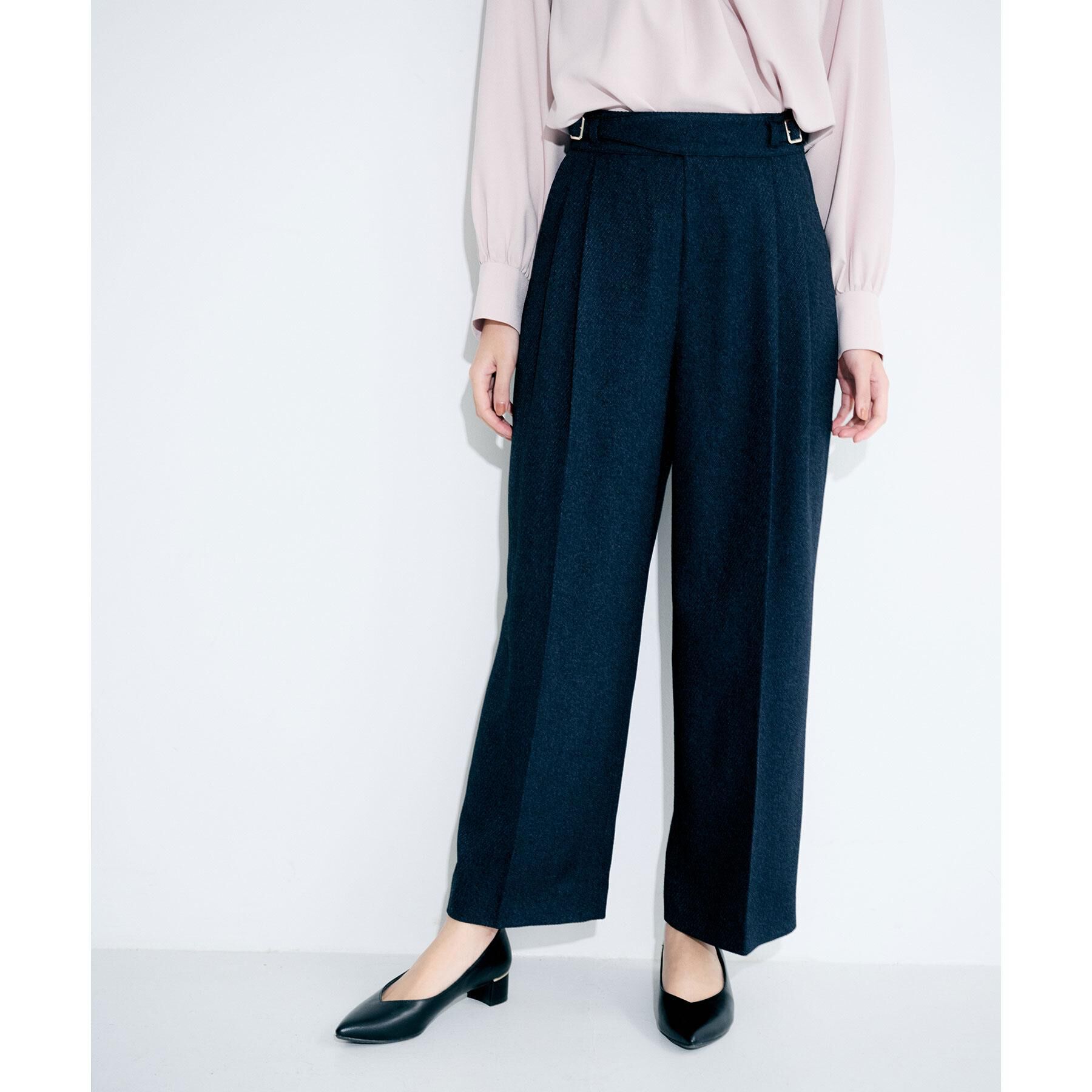 index「カルゼツイードストレッチワイドパンツ【洗濯機OK/防シワ/イージーアイロン/抗ピル】」|その他|