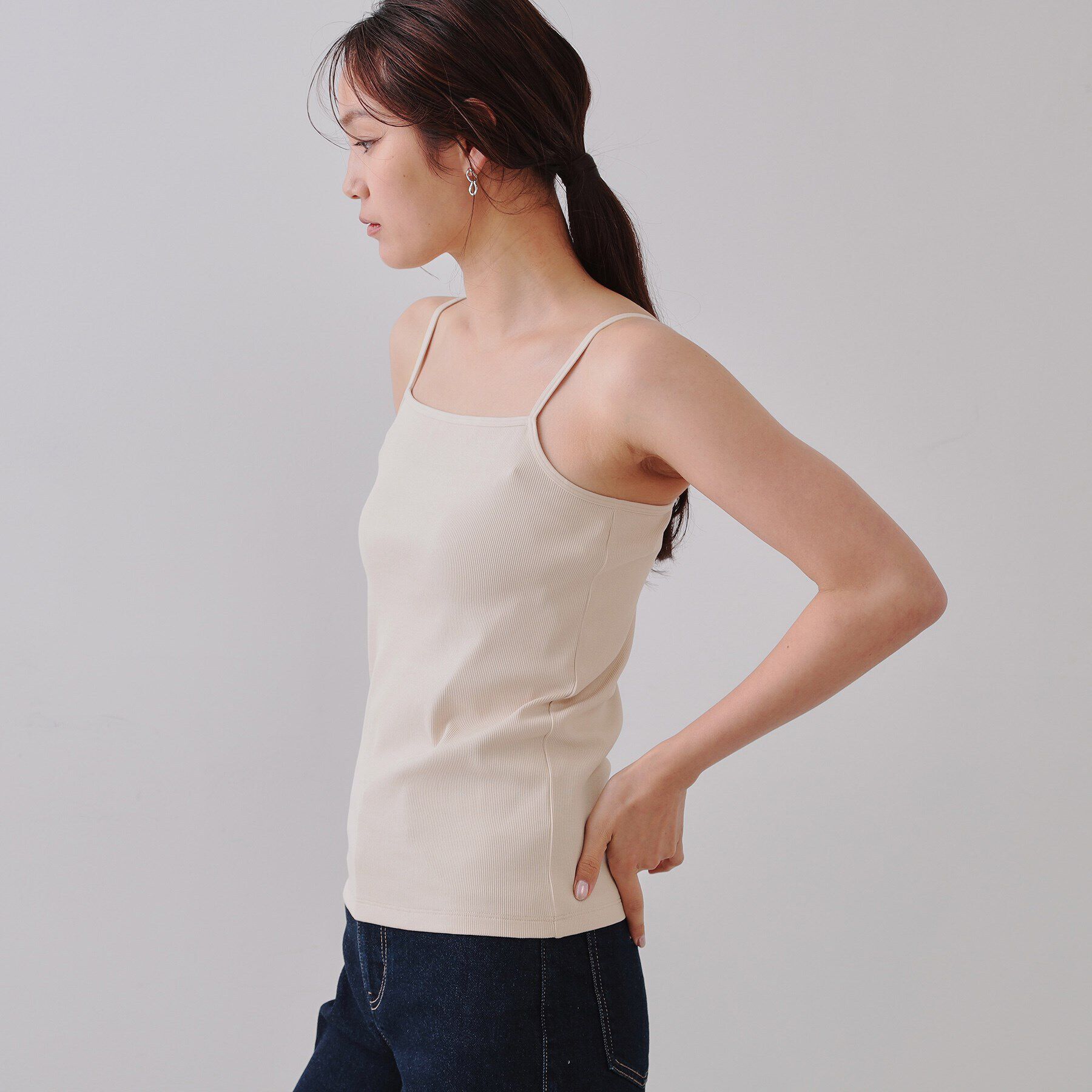 OPAQUE.CLIP「コットンリブキャミソール【洗濯機洗い可】」|キャミソール|