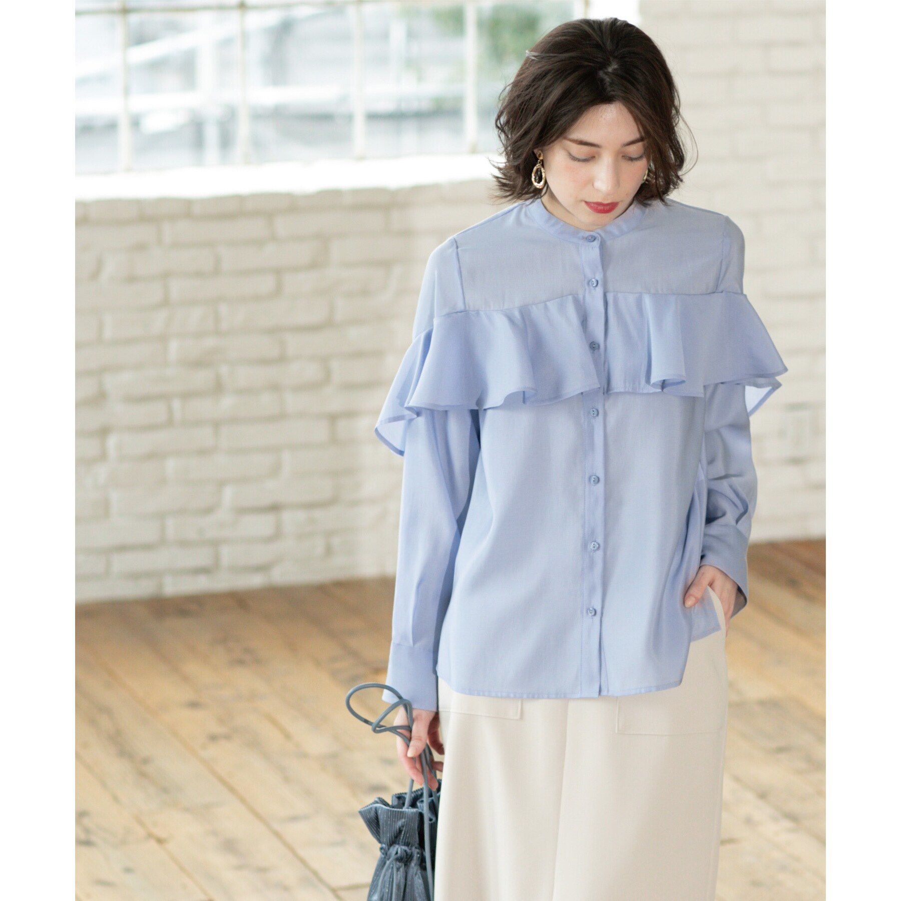OPAQUE.CLIP「シアーフリルブラウス【洗濯機洗い可】」|シャツ・ブラウス|
