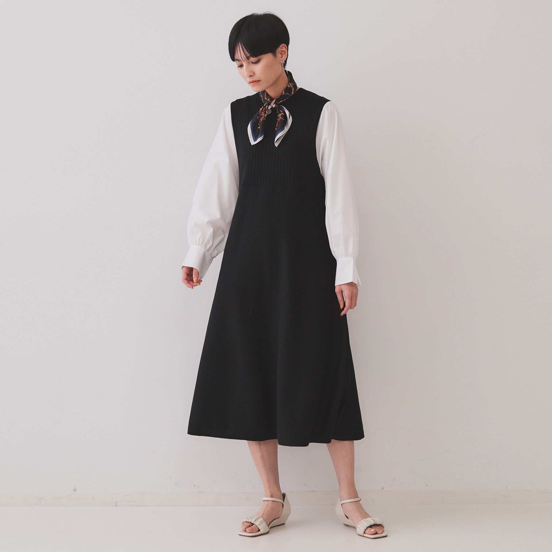 OPAQUE.CLIP「フハクスリーブドッキングニットワンピース【洗濯機洗い可/抗ピル】」|ワンピース|