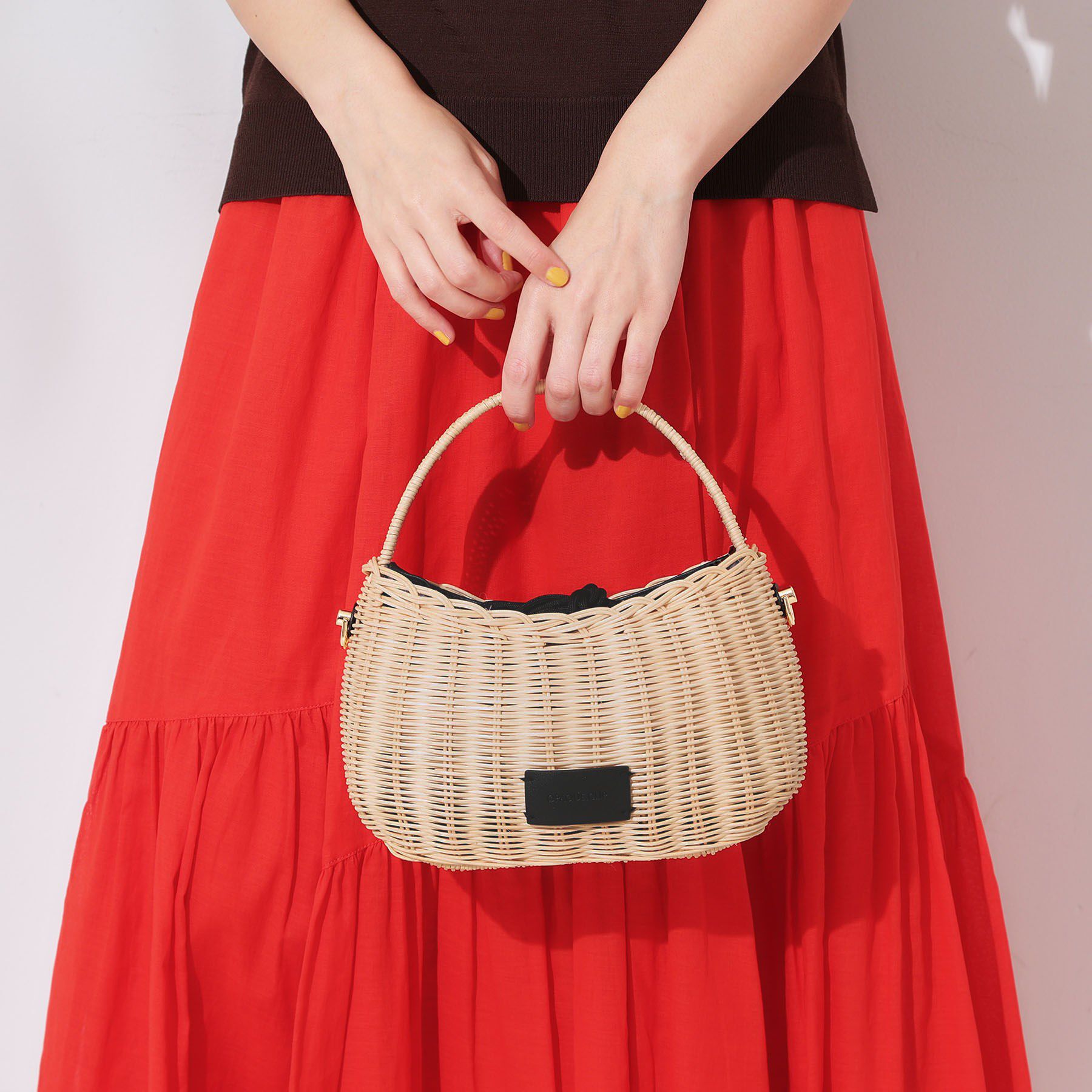 OPAQUE.CLIP「【2WAY】ラタンワンハンドルミニショルダーバッグ」|ショルダー・メッセンジャー|ブラック(019)