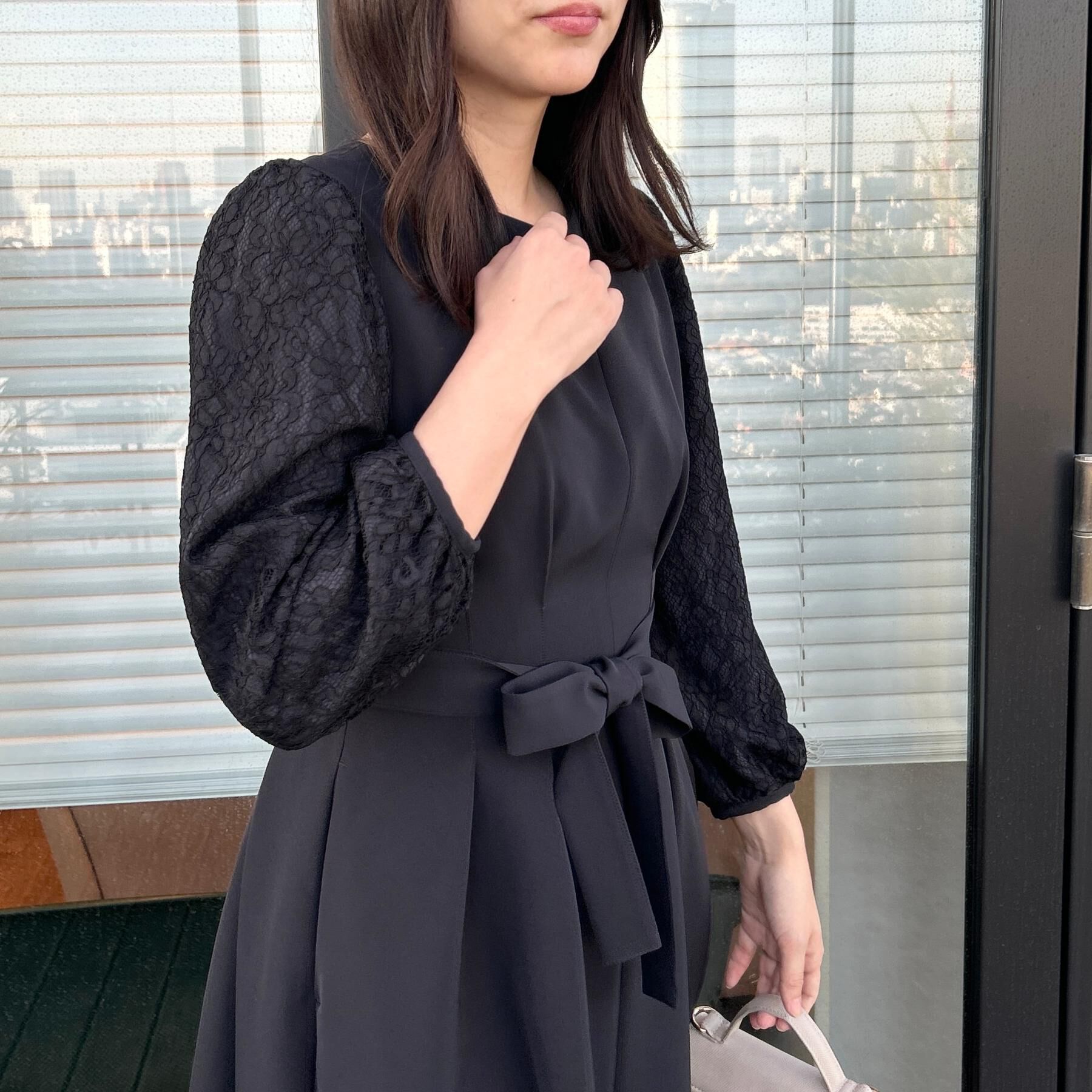 Couture broach「【ハレの日・通勤】レース袖タックフレアワンピース」|ワンピース|