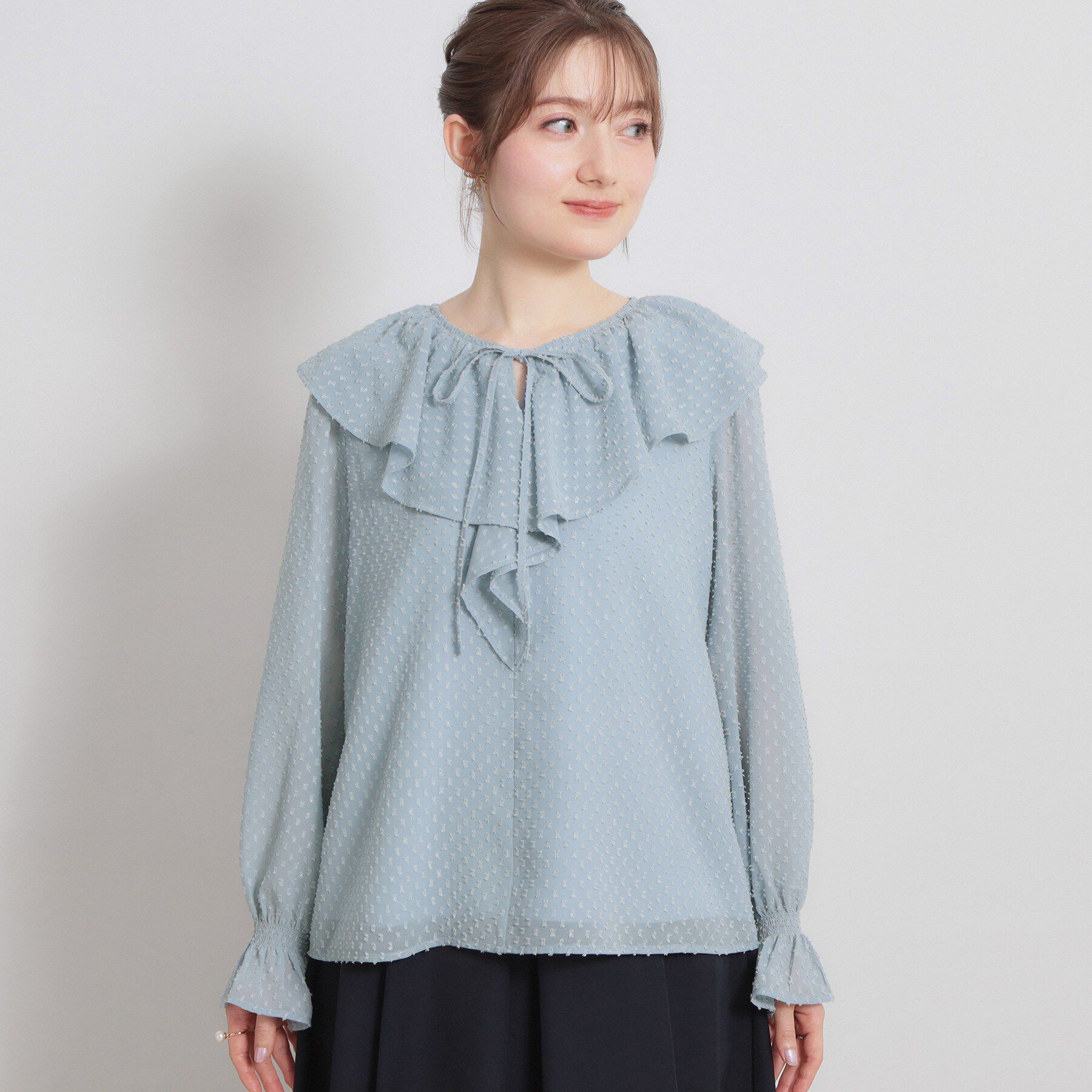 Couture broach「【着映え・洗える】ラメカットドビーフリルブラウス」|シャツ・ブラウス|