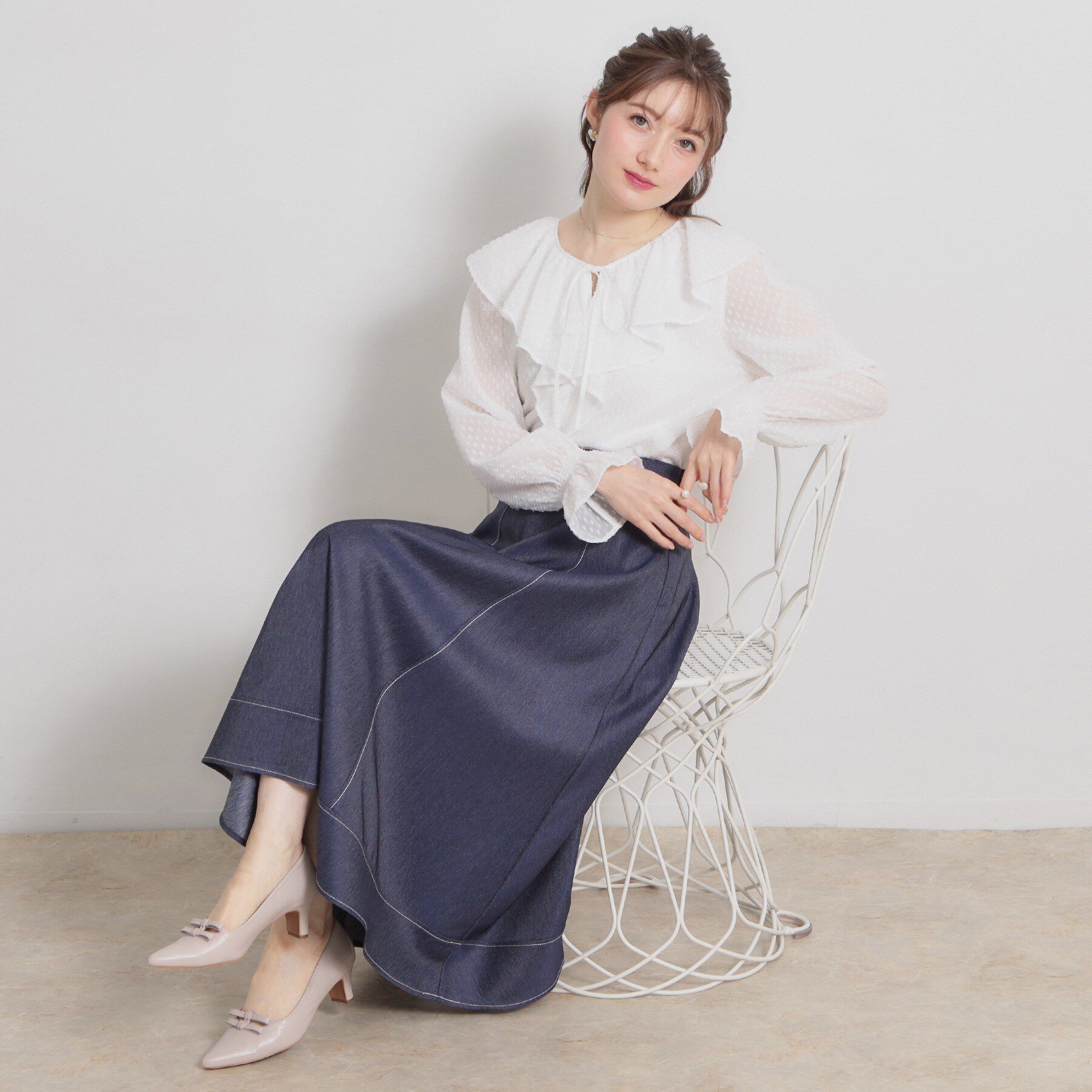 Couture broach「【着映え・洗える】ラメカットドビーフリルブラウス」|シャツ・ブラウス|