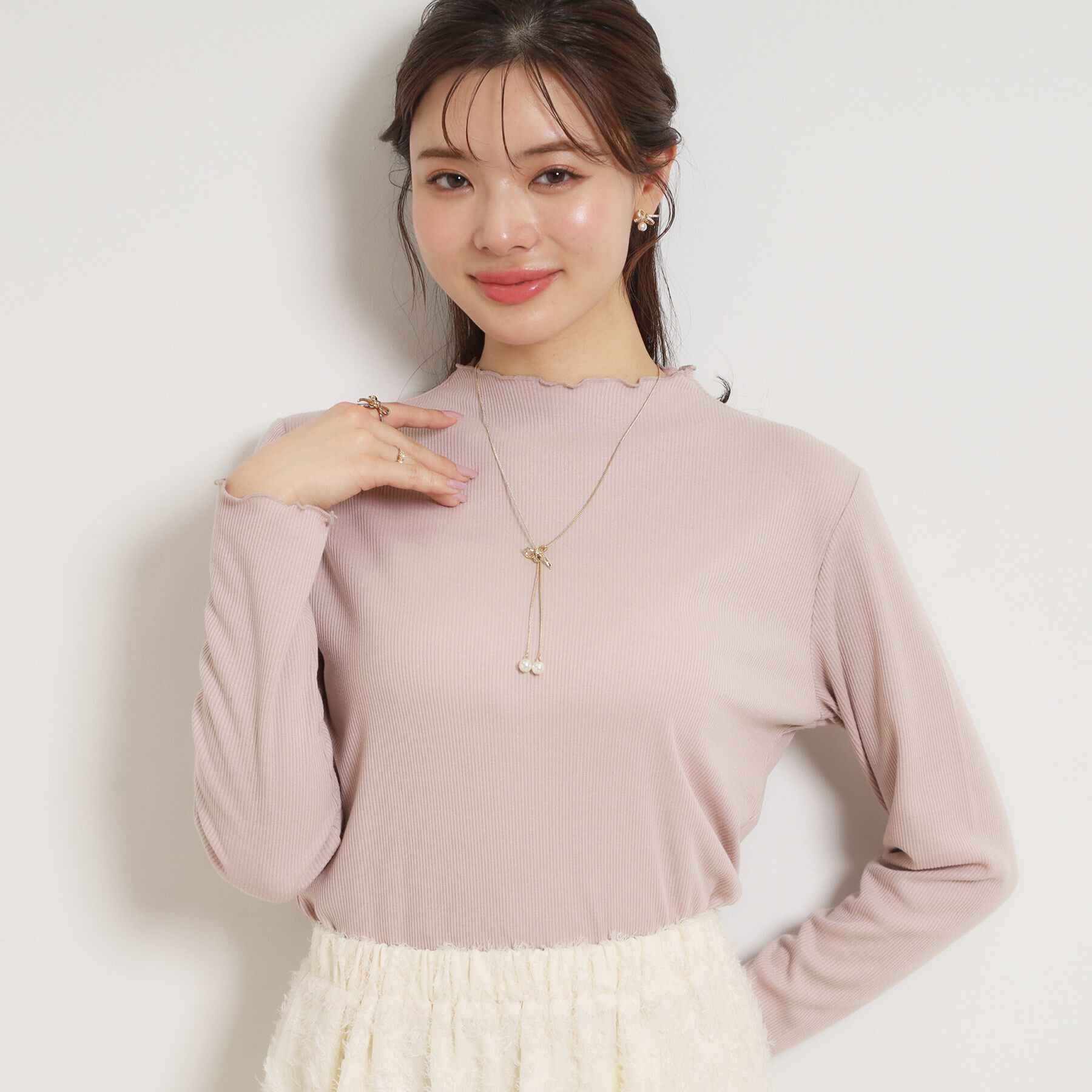 Couture broach「リボンパール調ロングネックレス」|ネックレス|