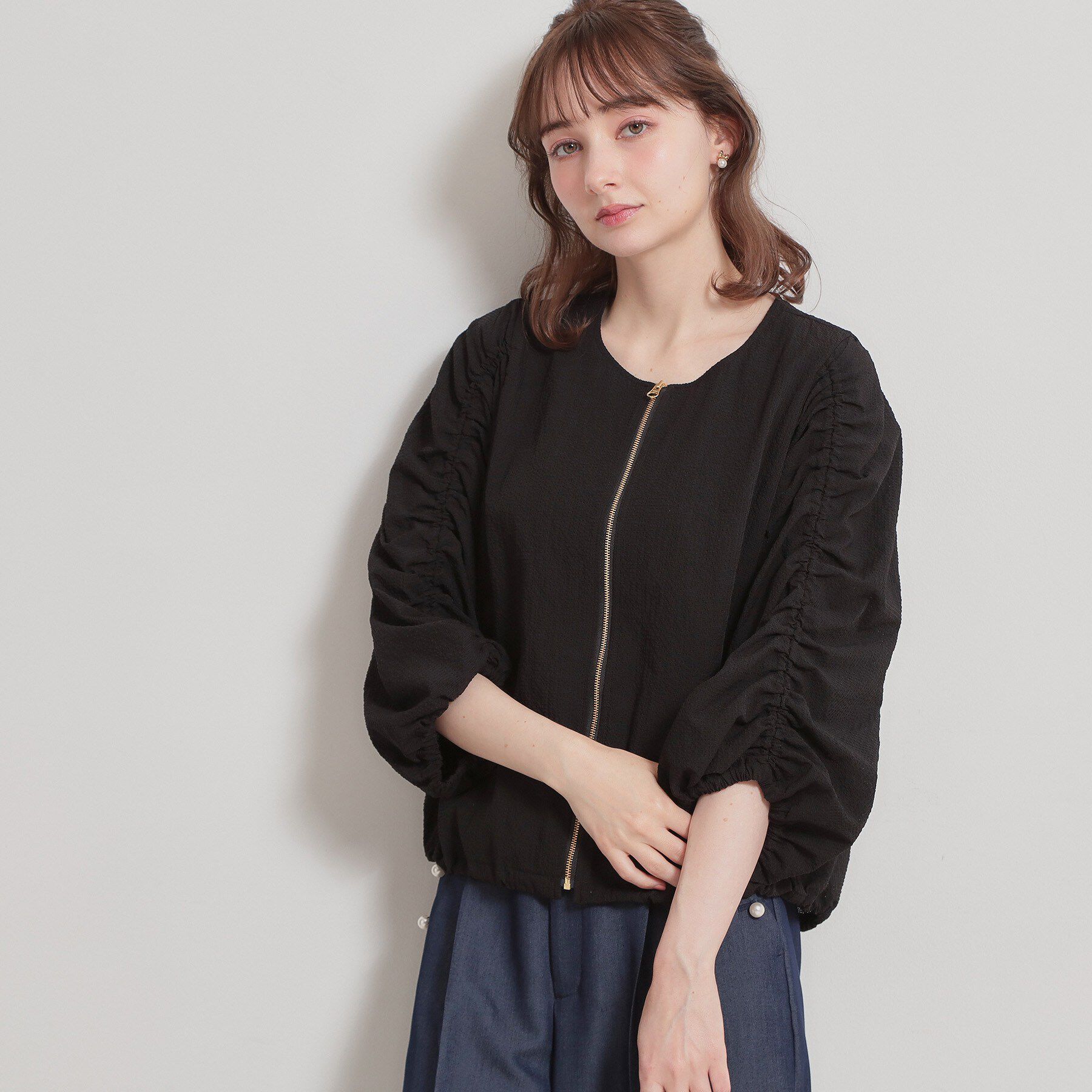Couture broach「カラミタンブラーノーカラーブルゾン」|ブルゾン・スタジャン|