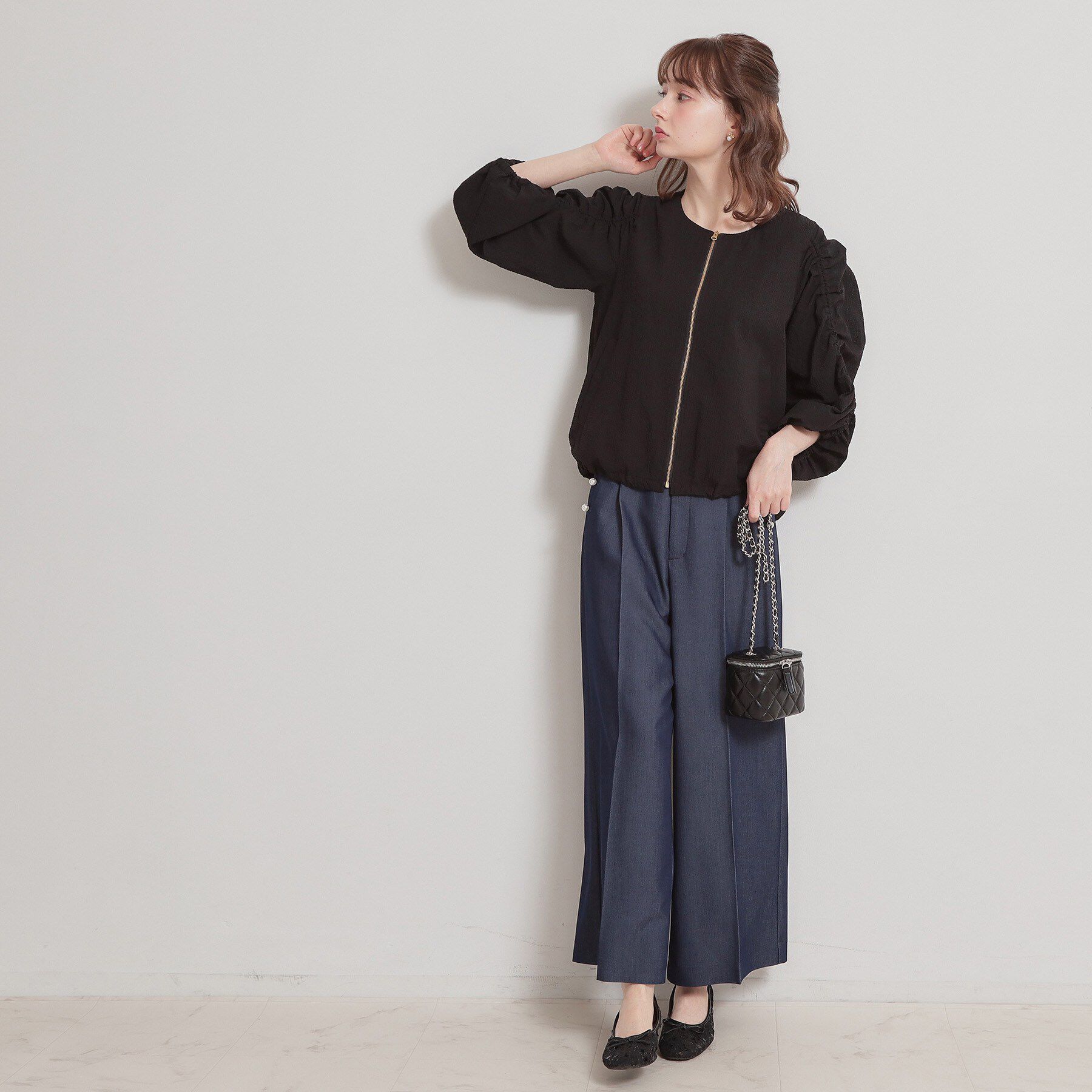 Couture broach「カラミタンブラーノーカラーブルゾン」|ブルゾン・スタジャン|