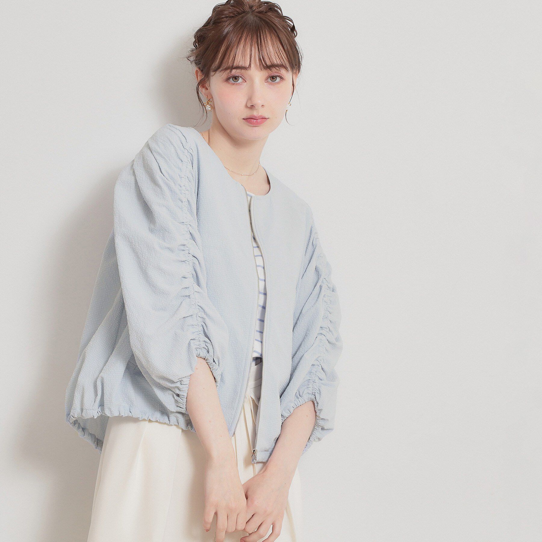 Couture broach「カラミタンブラーノーカラーブルゾン」|ブルゾン・スタジャン|