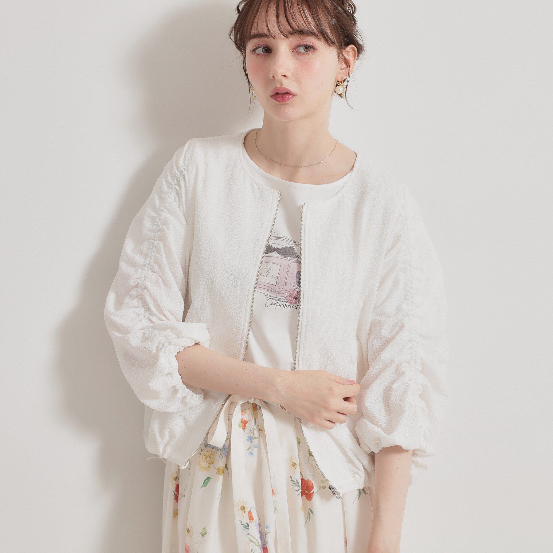 Couture broach「カラミタンブラーノーカラーブルゾン」|ブルゾン・スタジャン|