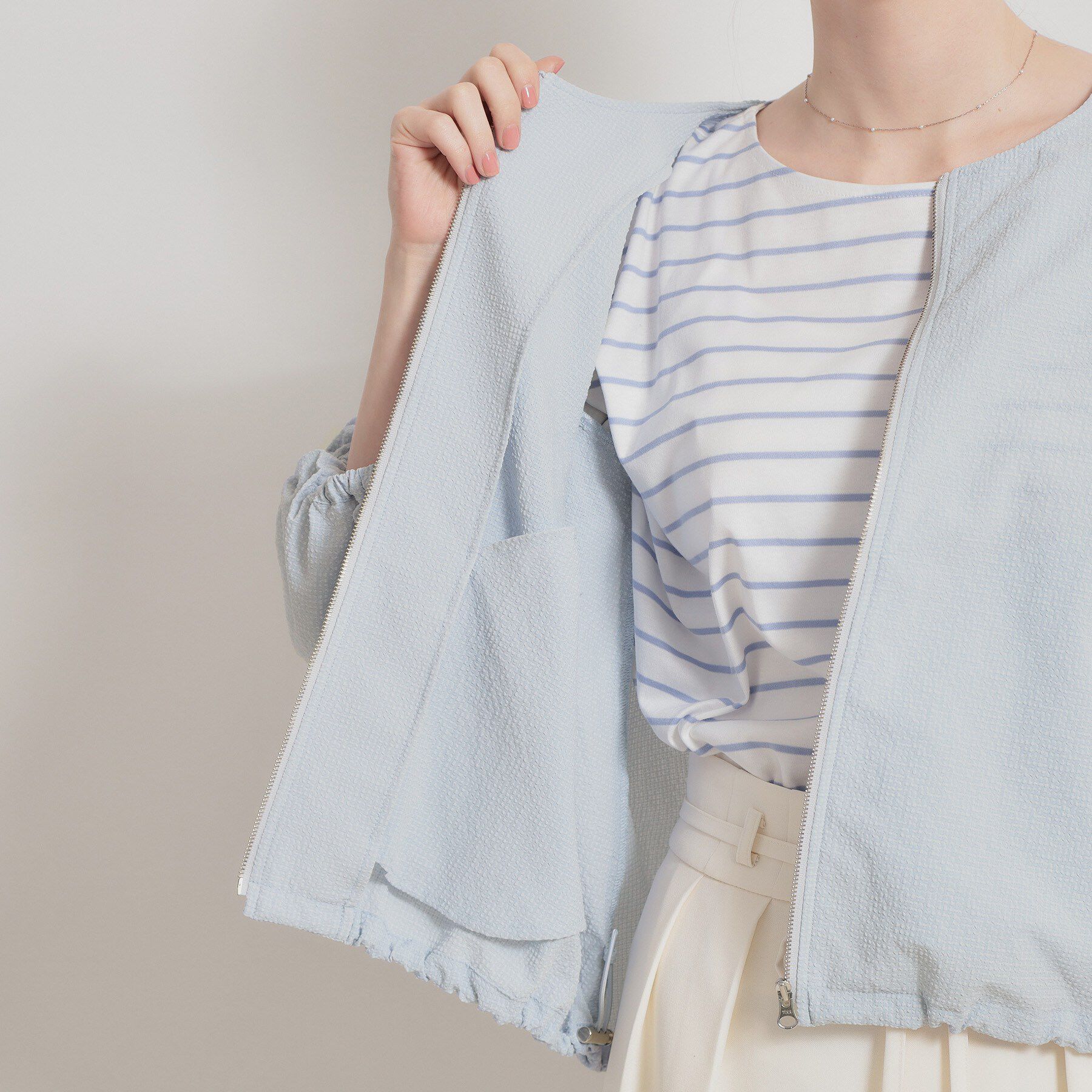 Couture broach「カラミタンブラーノーカラーブルゾン」|ブルゾン・スタジャン|