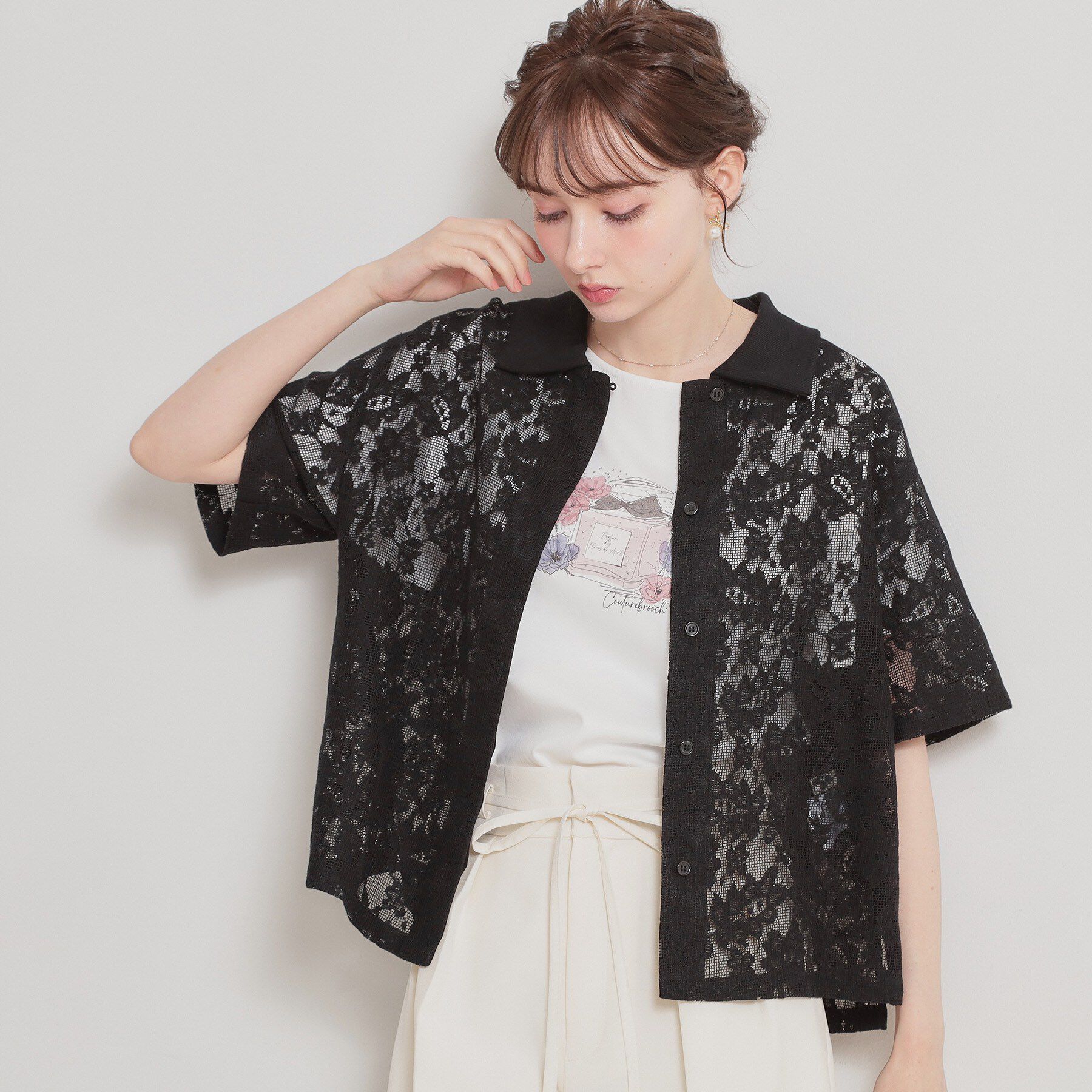 Couture broach「フラワーエンブロイダリーブラウス」|シャツ・ブラウス|