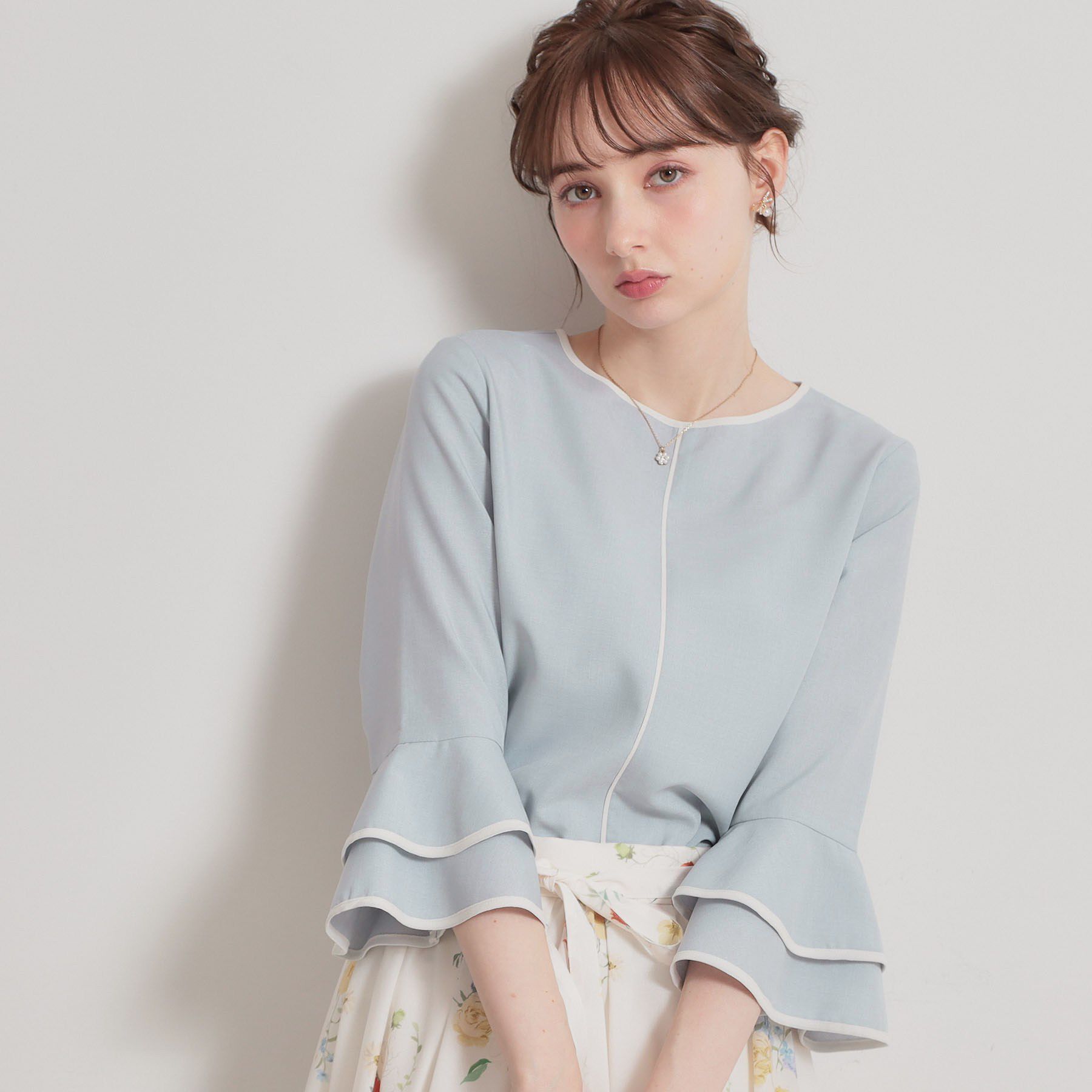 Couture broach「配色ラッフルブラウス」|シャツ・ブラウス|