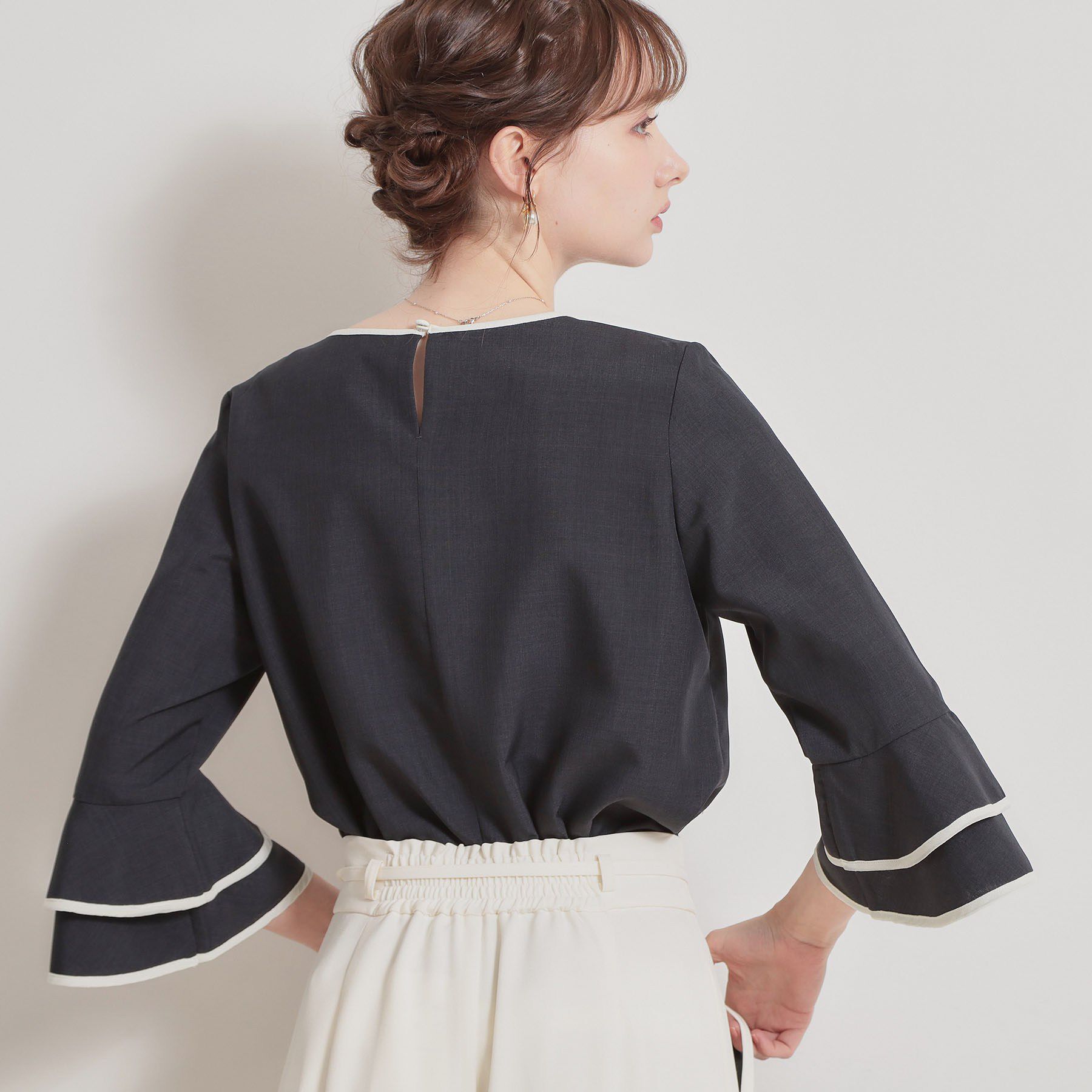 Couture broach「配色ラッフルブラウス」|シャツ・ブラウス|