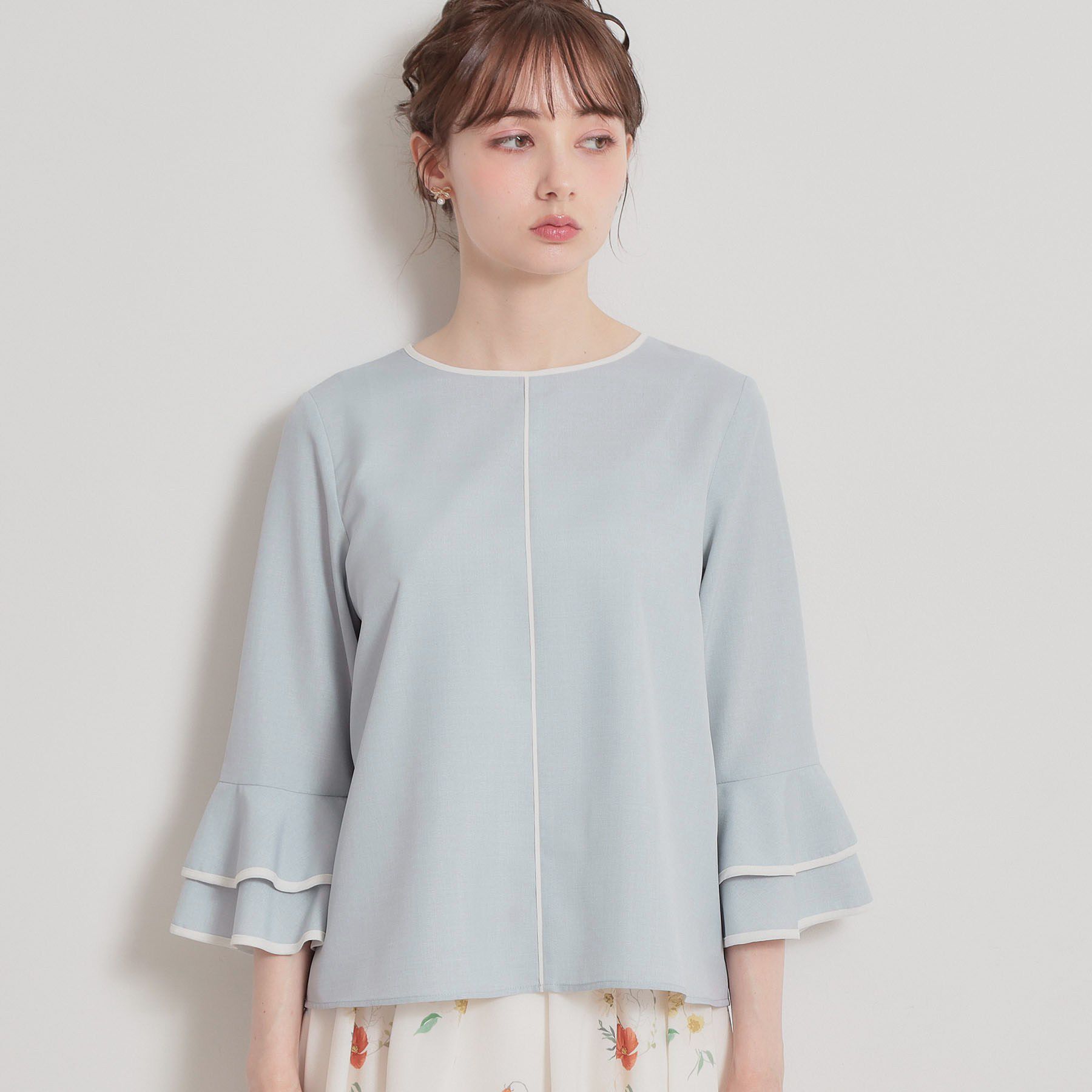 Couture broach「配色ラッフルブラウス」|シャツ・ブラウス|