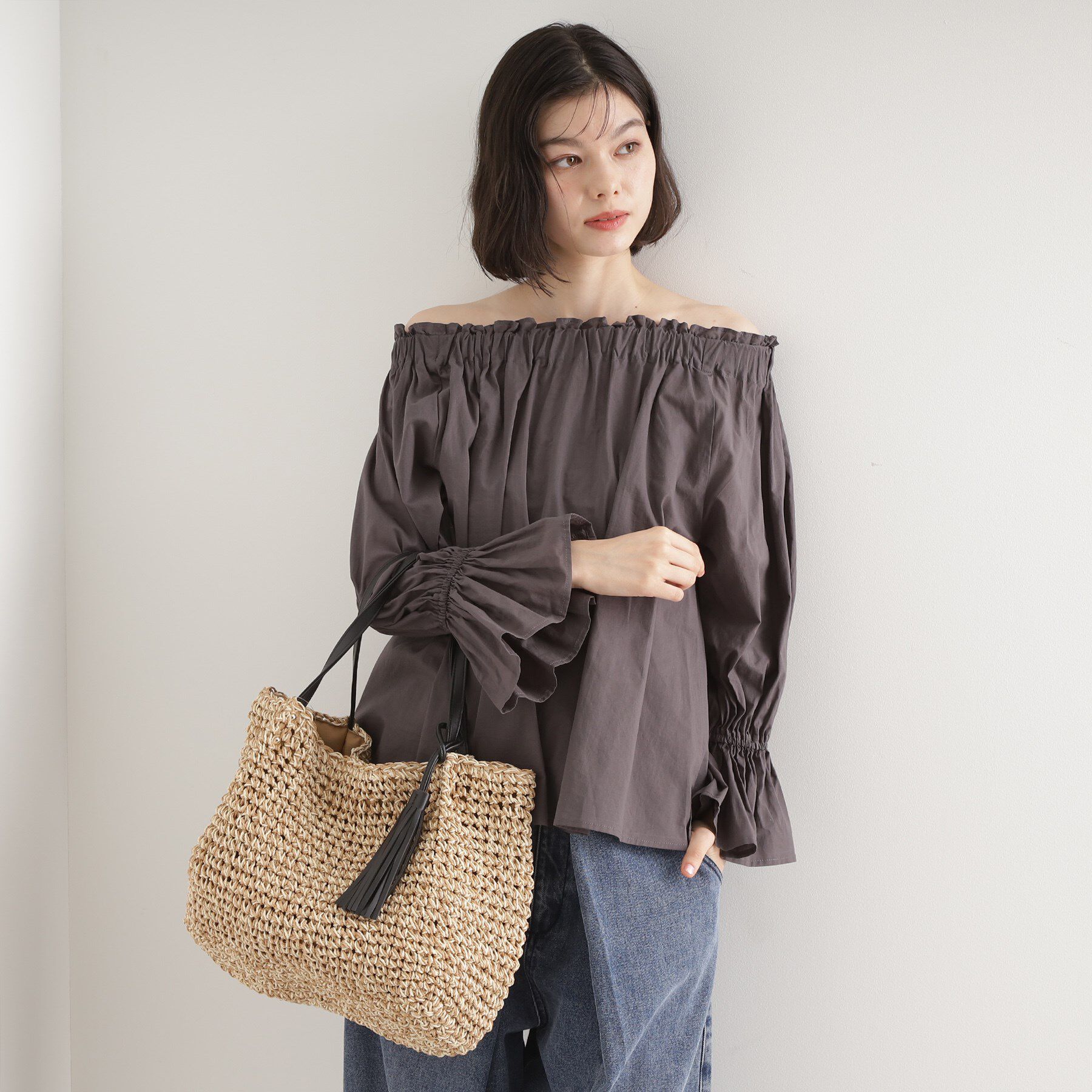 THE SHOP TK「タッセル付き雑材トートバッグ」|トートバッグ|