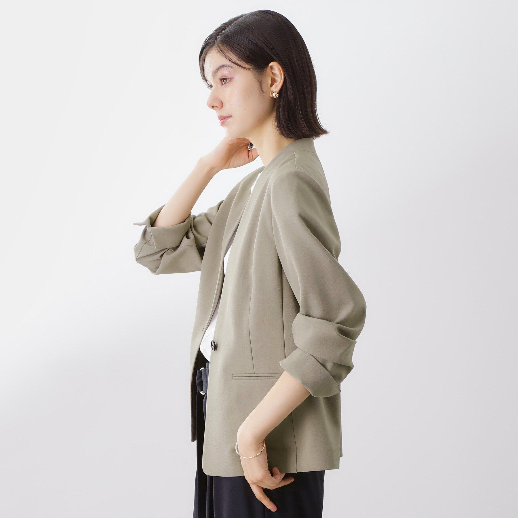 THE SHOP TK「ノーカラージャケット【セットアップ可】」|ノーカラージャケット|