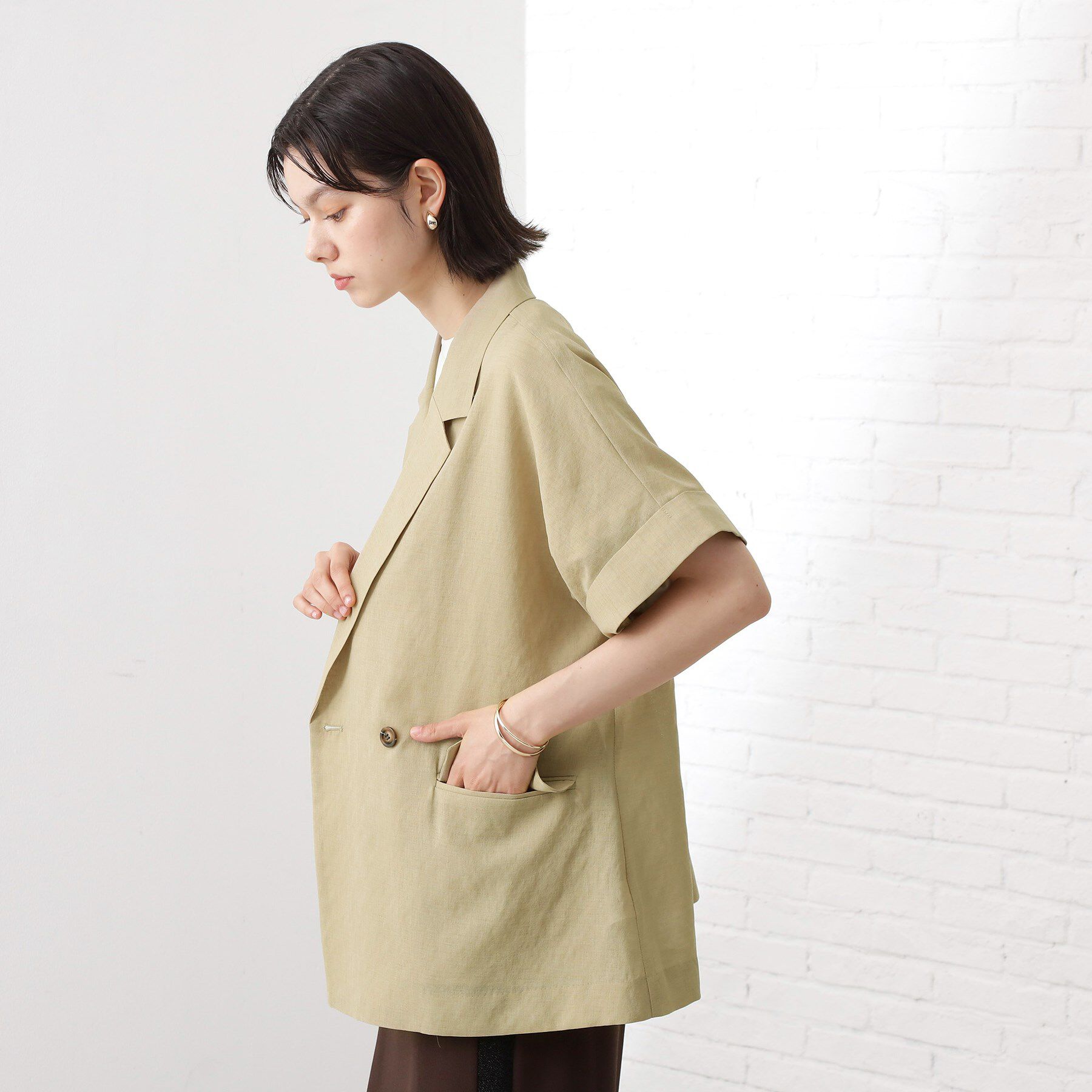 THE SHOP TK「半袖シアージャケット【洗える】」|テーラードジャケット|