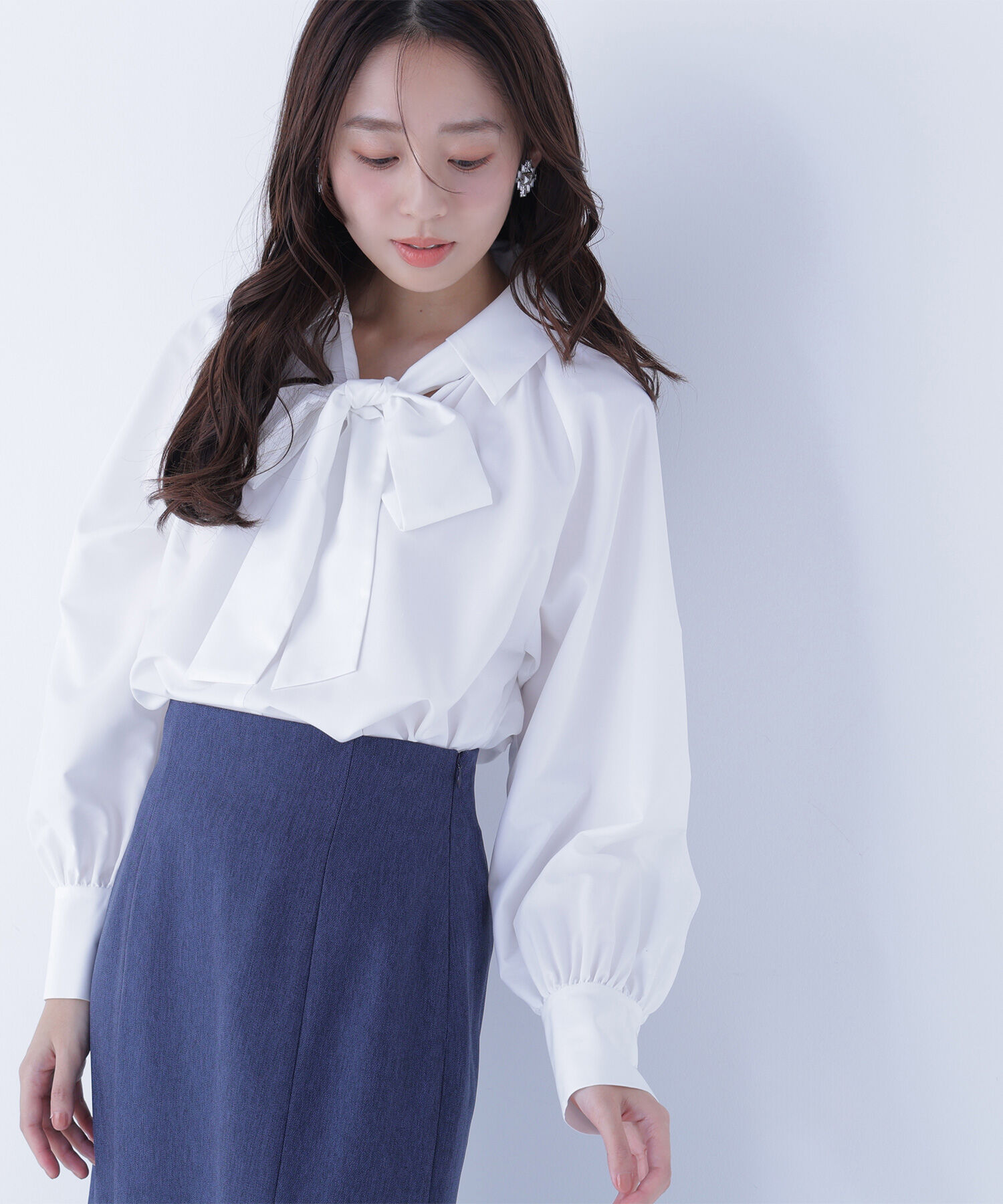  「スキッパーリボンタイブラウス」|シャツ・ブラウス|