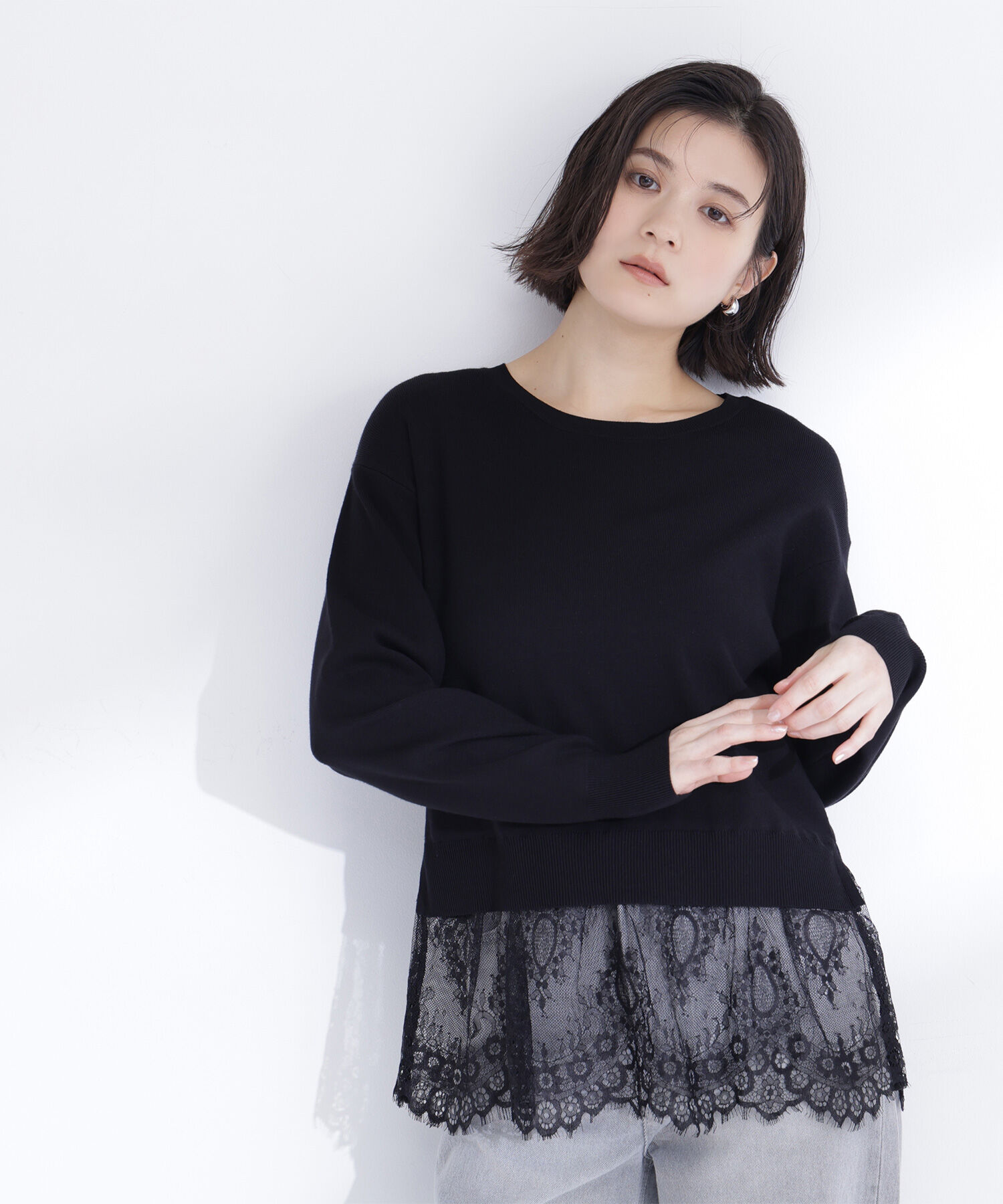  「レースドッキングニット」|ニット・セーター|