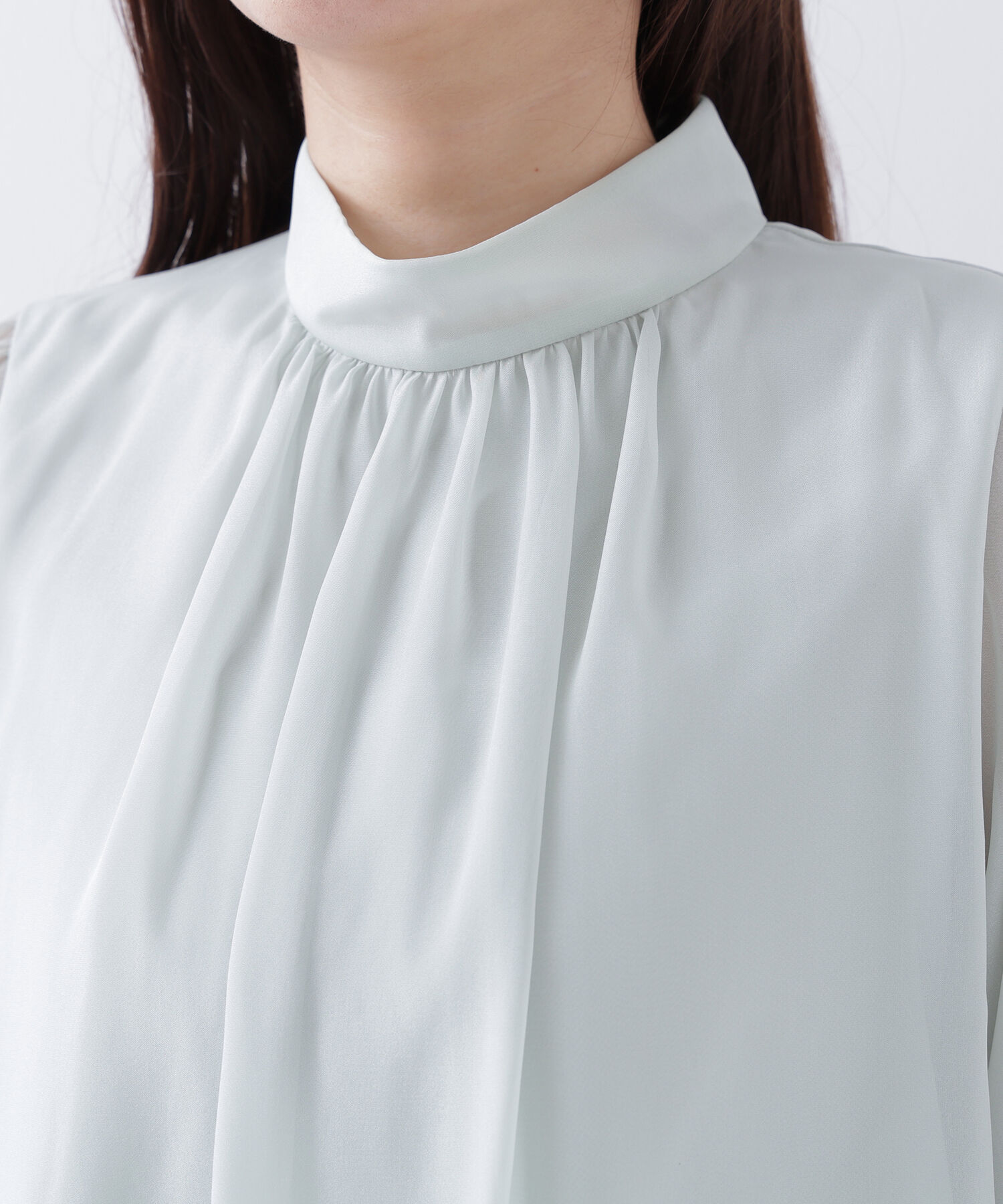  「ハイネックシアースリーブブラウス半袖」|シャツ・ブラウス|