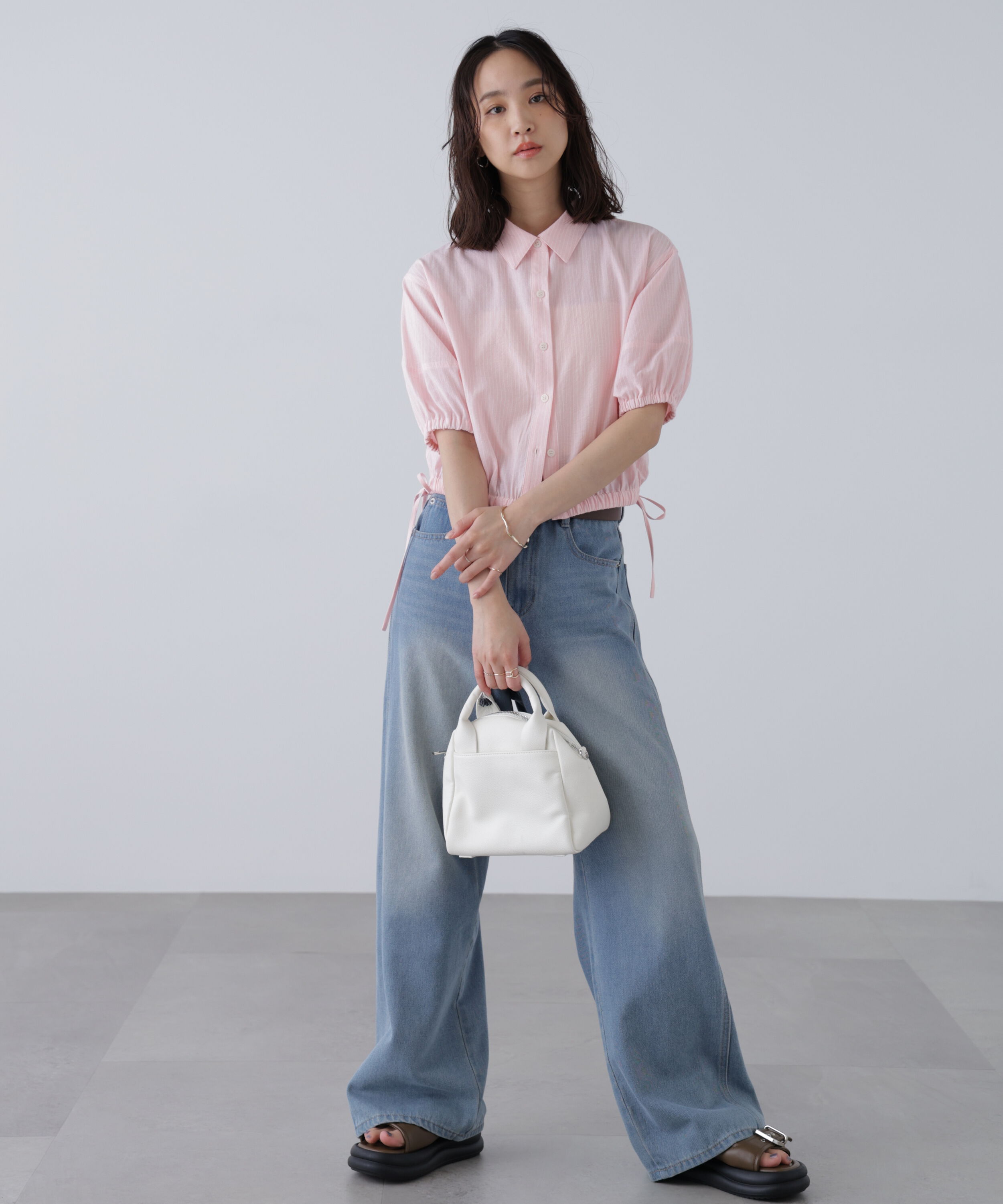  「裾ドロスト半袖ブラウス」|シャツ・ブラウス|