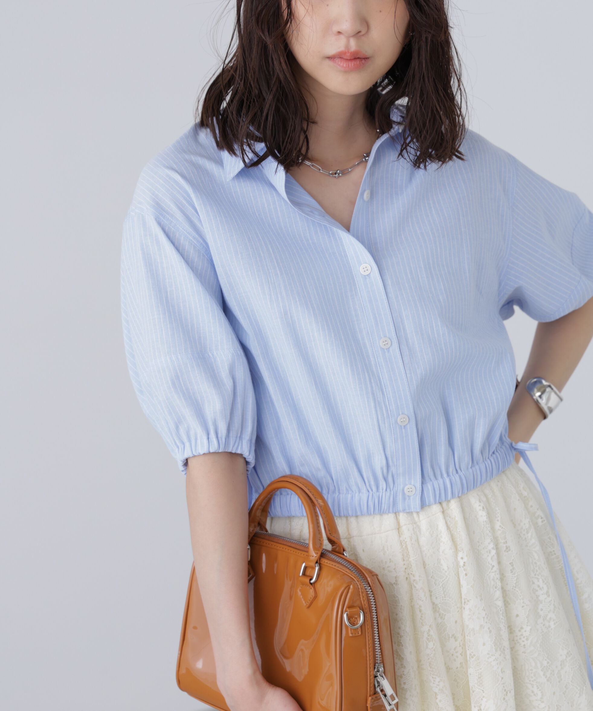  「裾ドロスト半袖ブラウス」|シャツ・ブラウス|