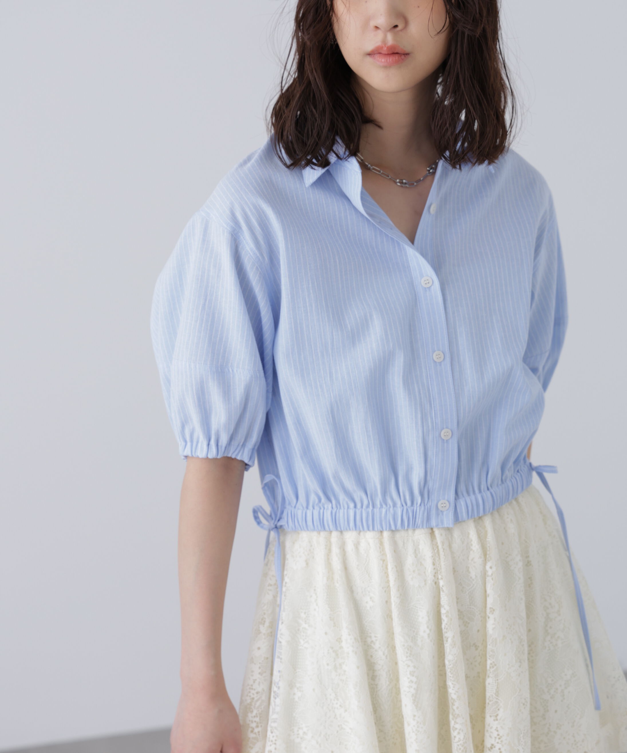 「裾ドロスト半袖ブラウス」|シャツ・ブラウス|