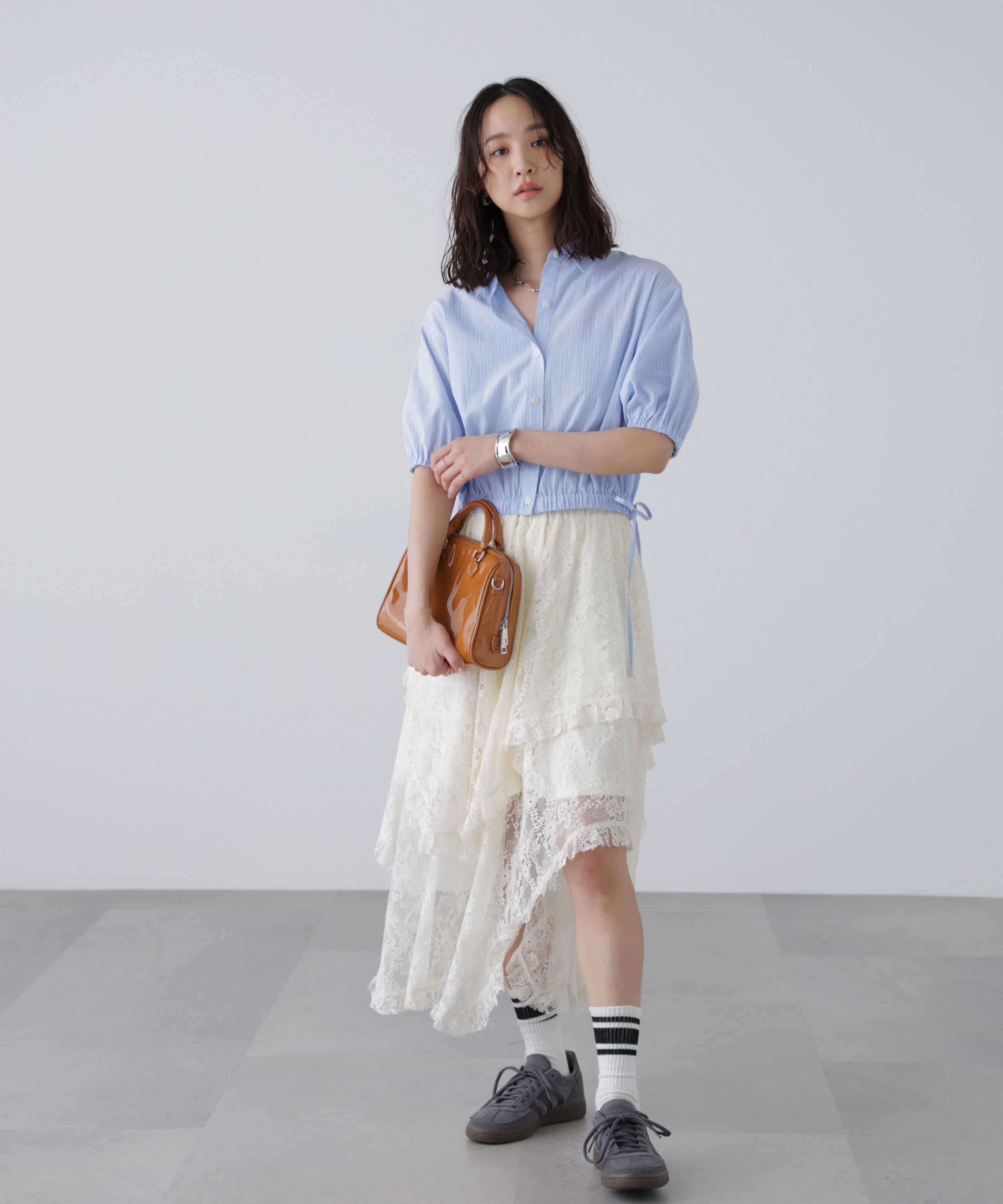  「裾ドロスト半袖ブラウス」|シャツ・ブラウス|