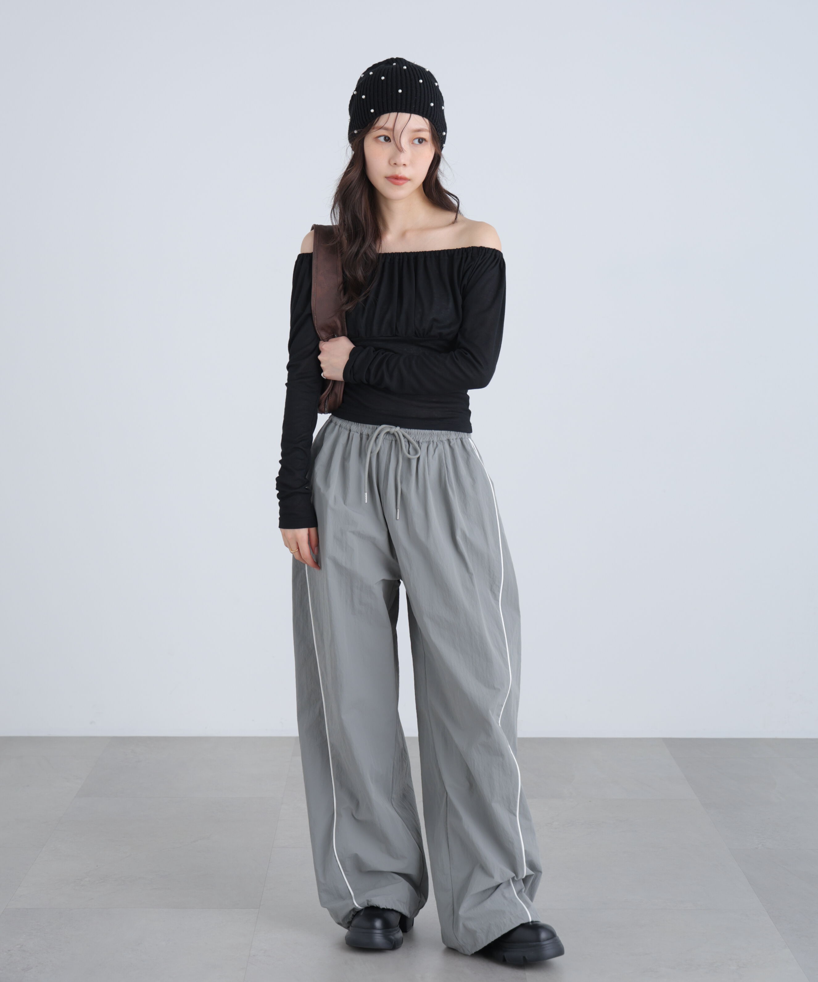  「サイドタック配色ラインナイロンパンツ」|その他|