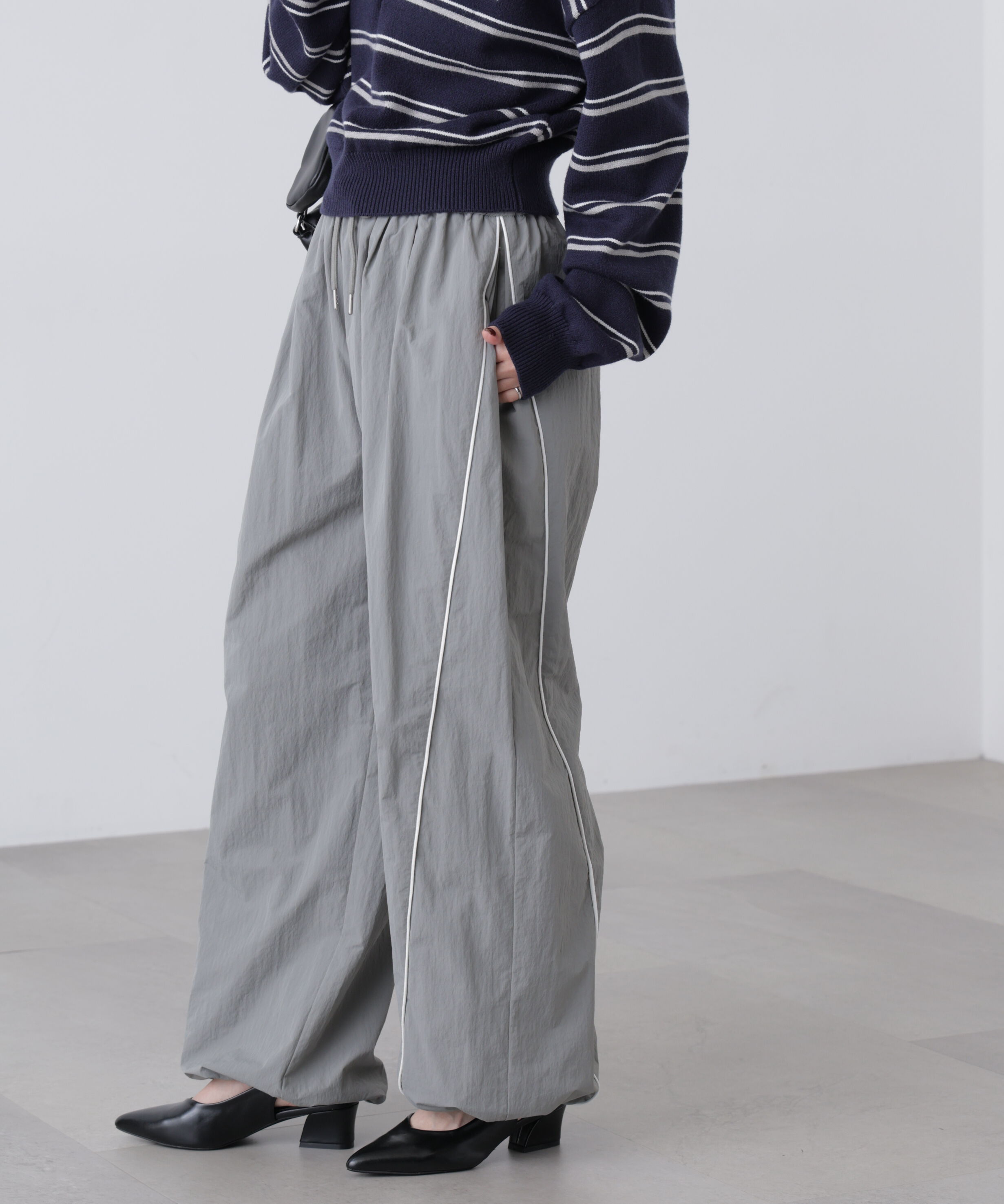  「サイドタック配色ラインナイロンパンツ」|その他|