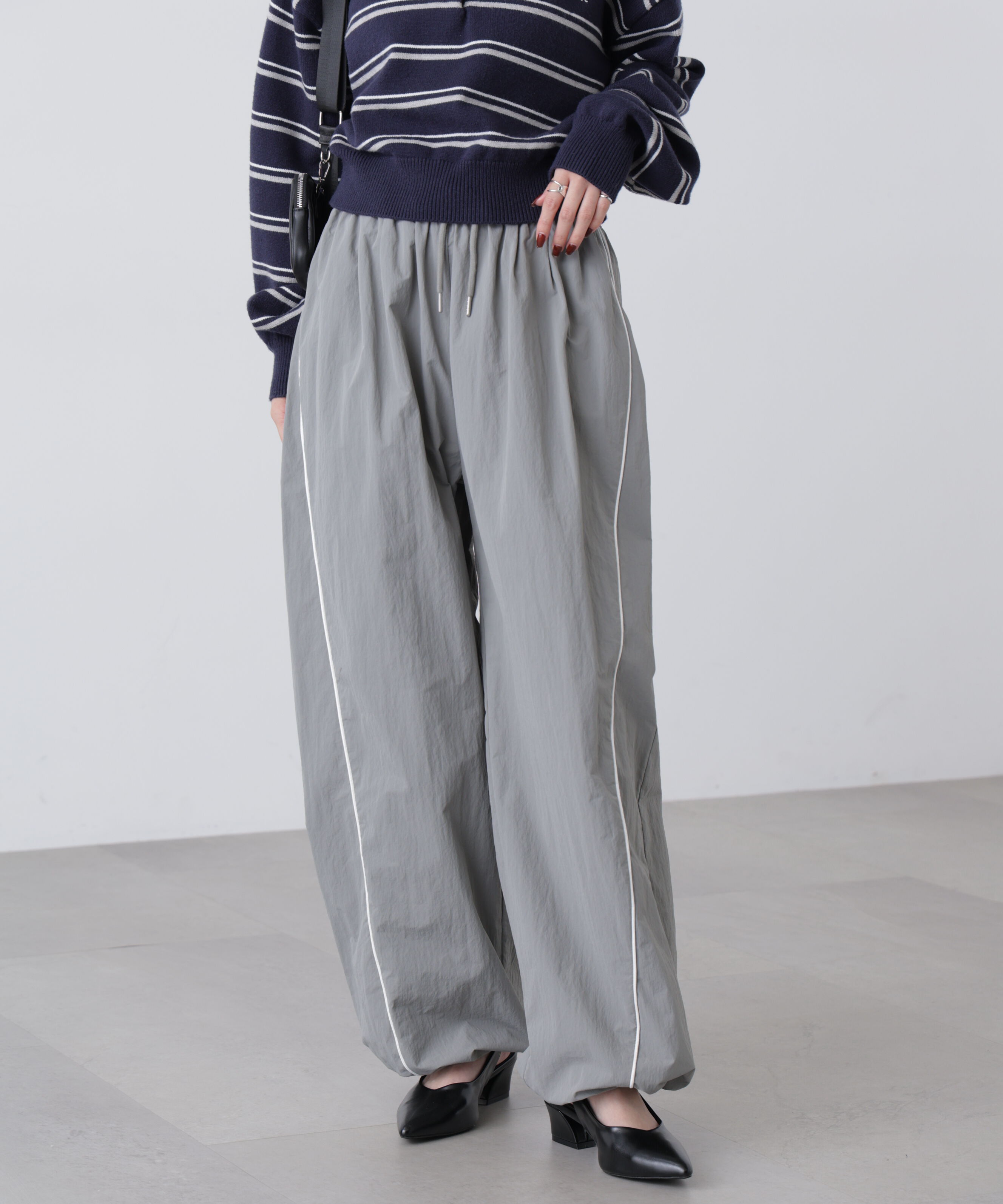  「サイドタック配色ラインナイロンパンツ」|その他|