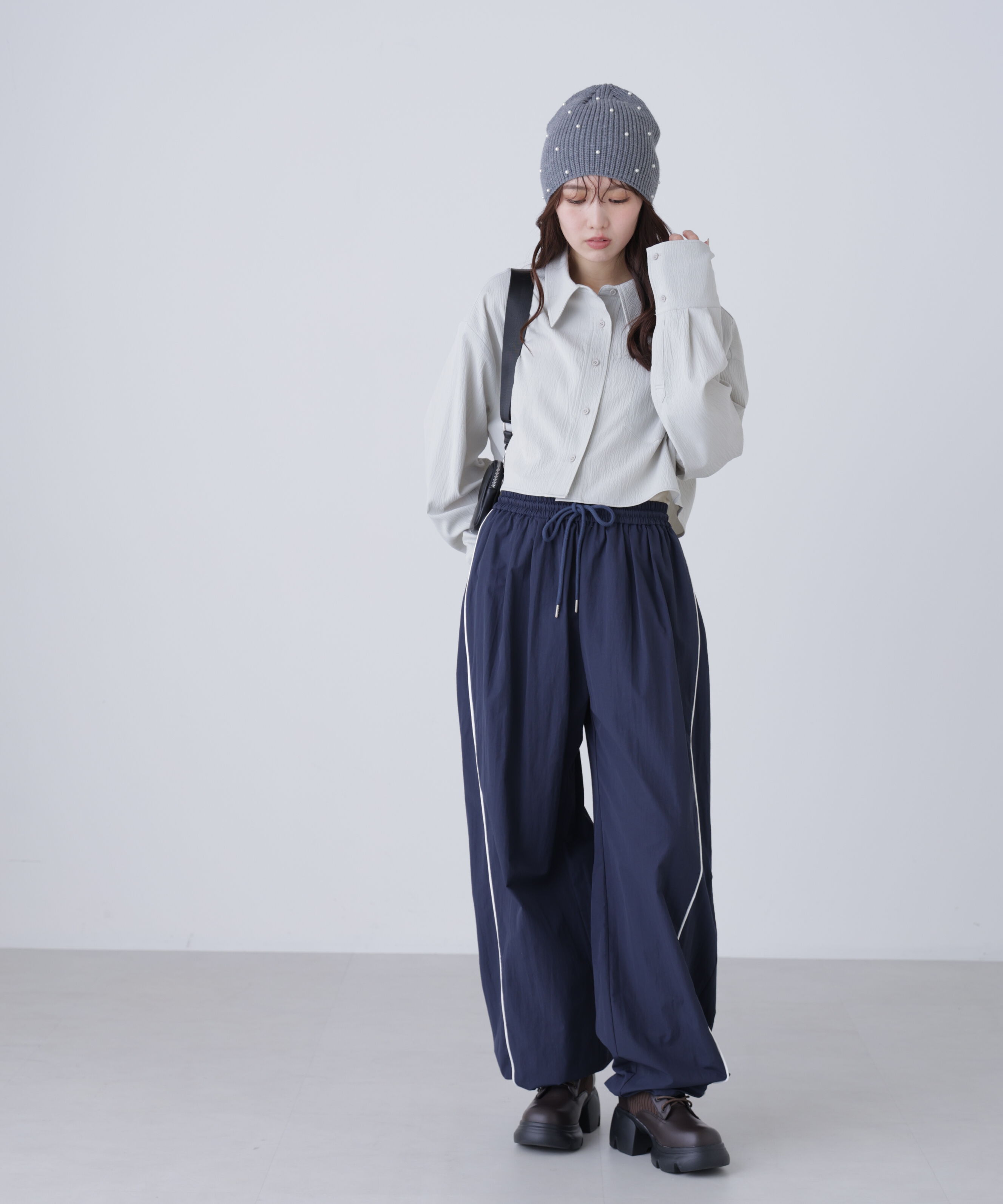  「サイドタック配色ラインナイロンパンツ」|その他|