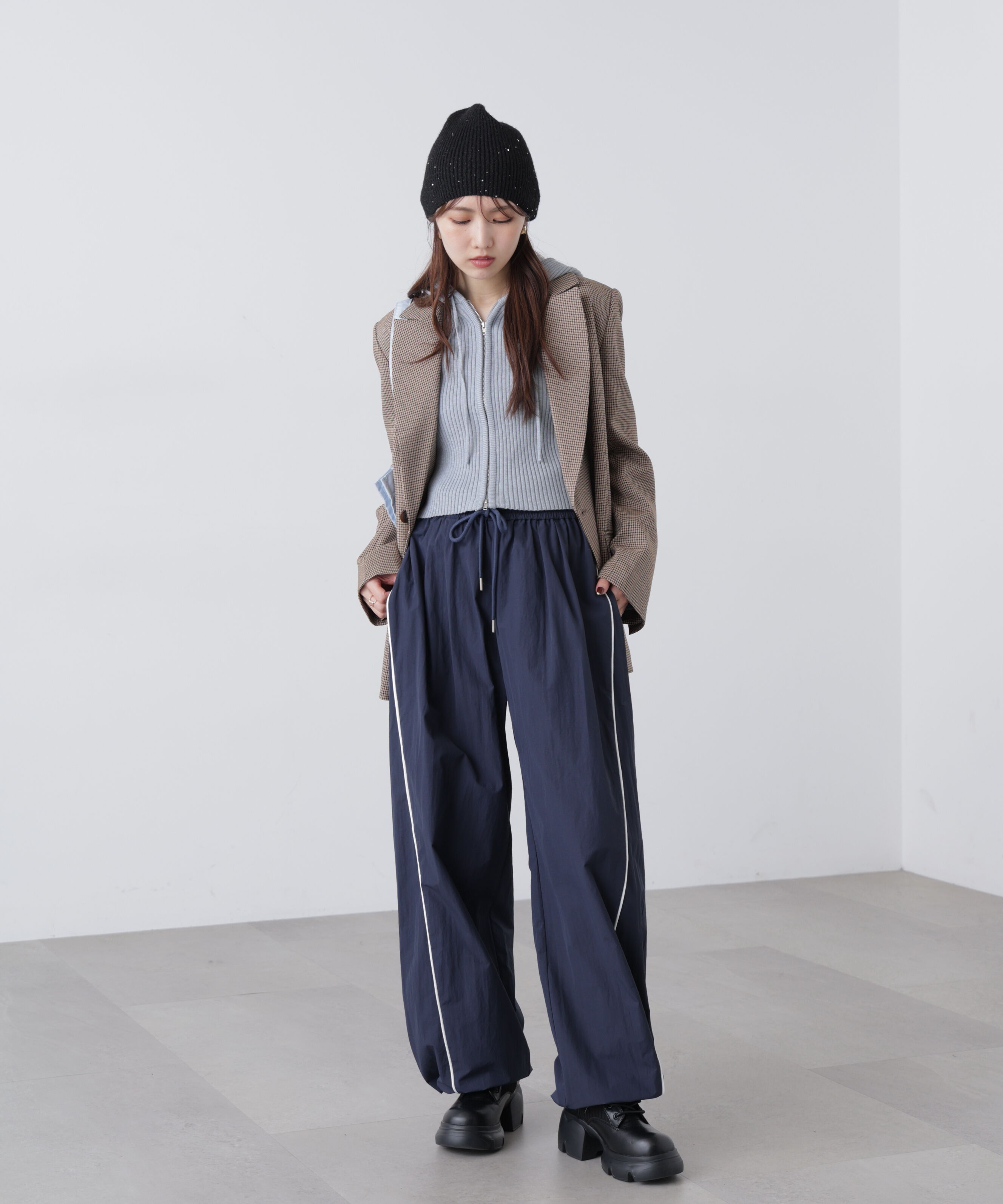  「サイドタック配色ラインナイロンパンツ」|その他|