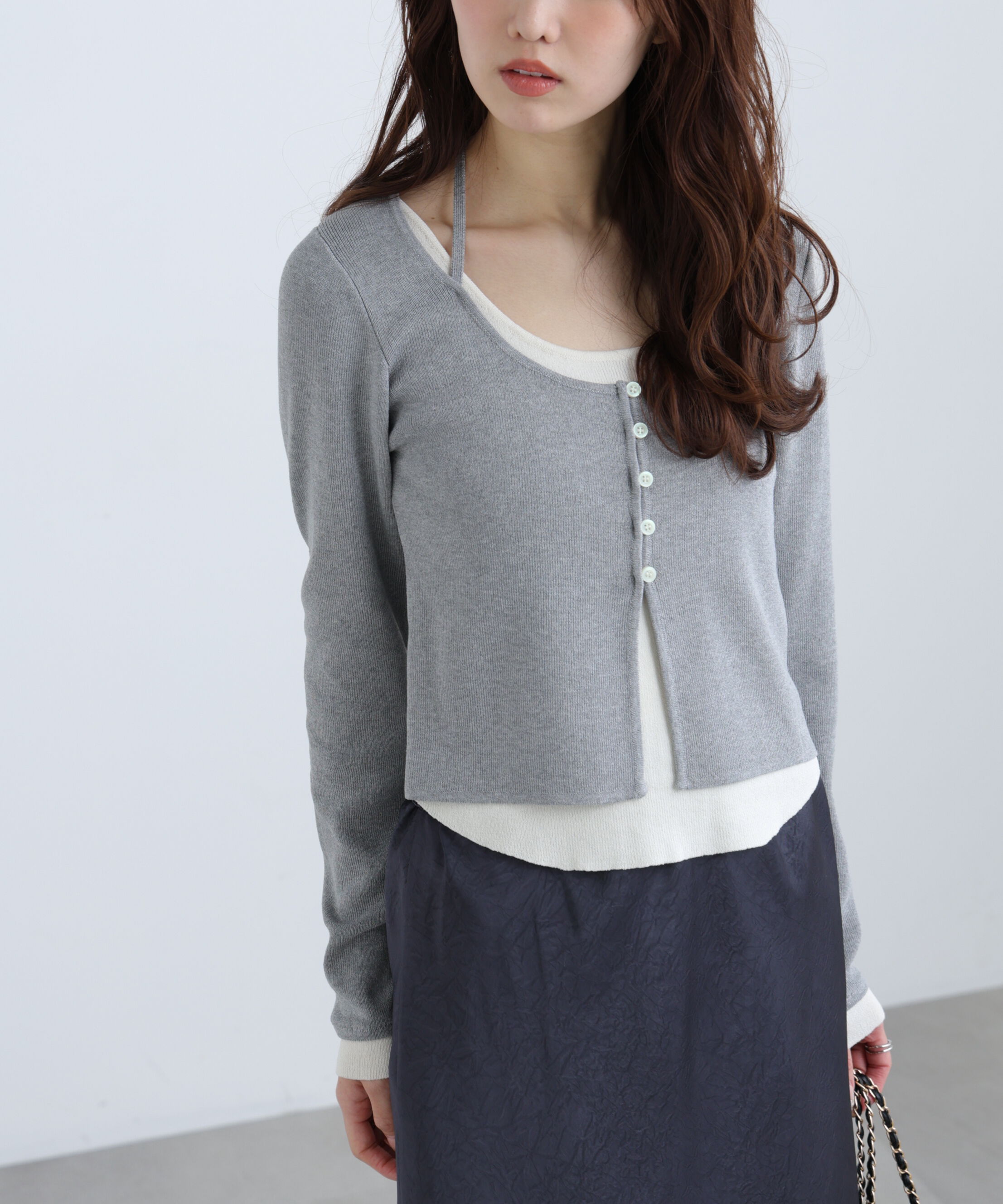  「キャミレイヤードクルーネックニット」|ニット・セーター|